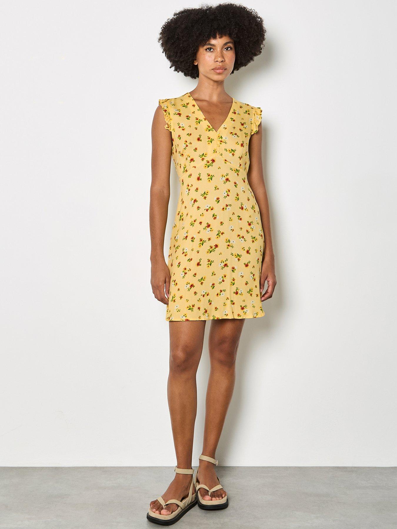 Apricot Empire Seam Ditsy Print Mini Dress