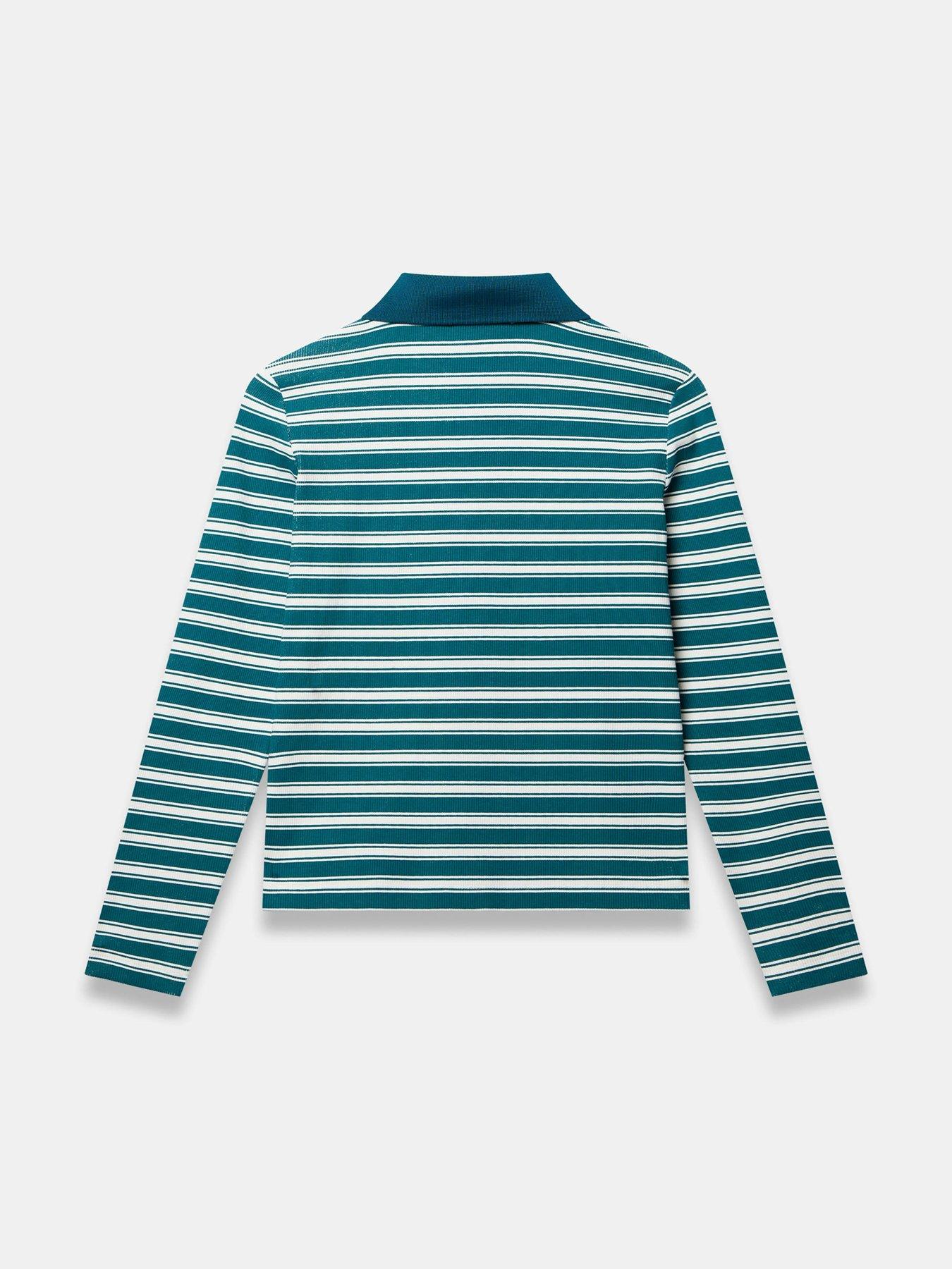 Image 6 of 6 of Mint Velvet Stripe Polo Top - Green