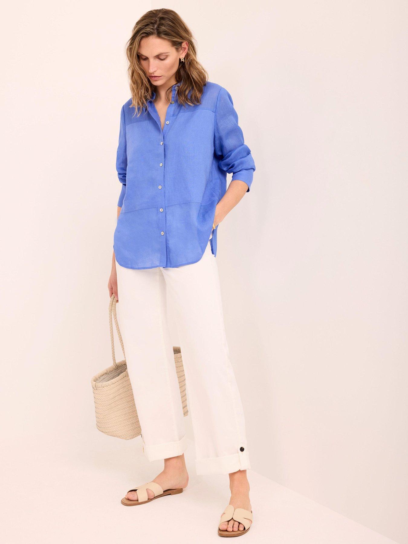 Image 2 of 6 of Mint Velvet Cropped Wide Chino - White