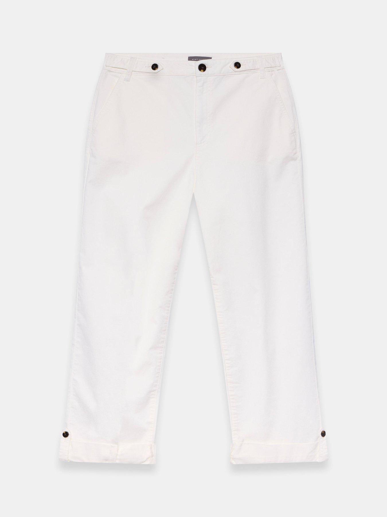 Image 5 of 6 of Mint Velvet Cropped Wide Chino - White