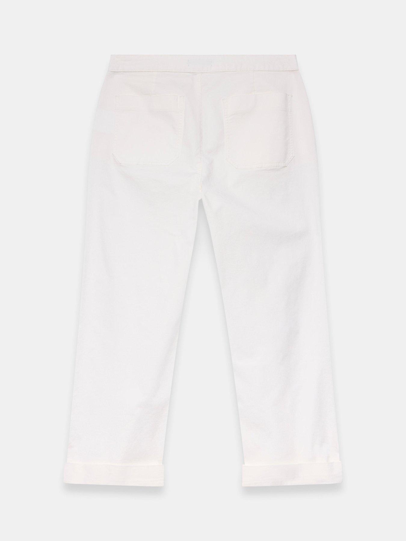 Image 6 of 6 of Mint Velvet Cropped Wide Chino - White