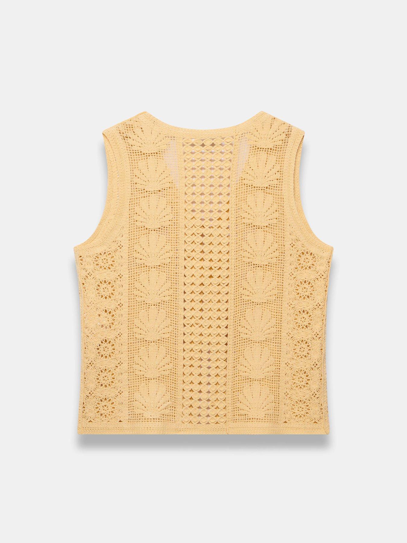 Image 6 of 6 of Mint Velvet Shell Crochet Top - Yellow