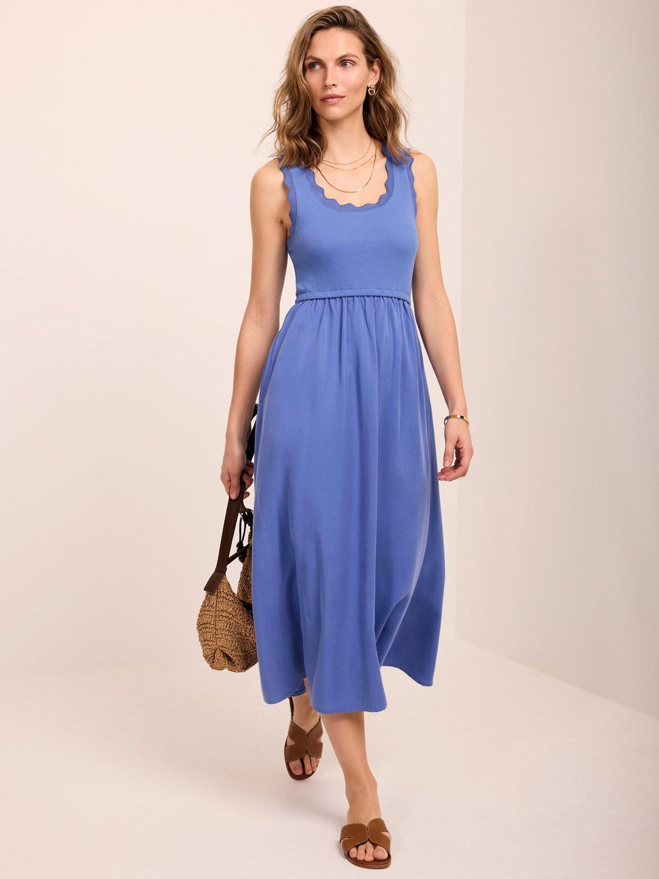 Mint Velvet Scallop Detail Woven Mix Dress