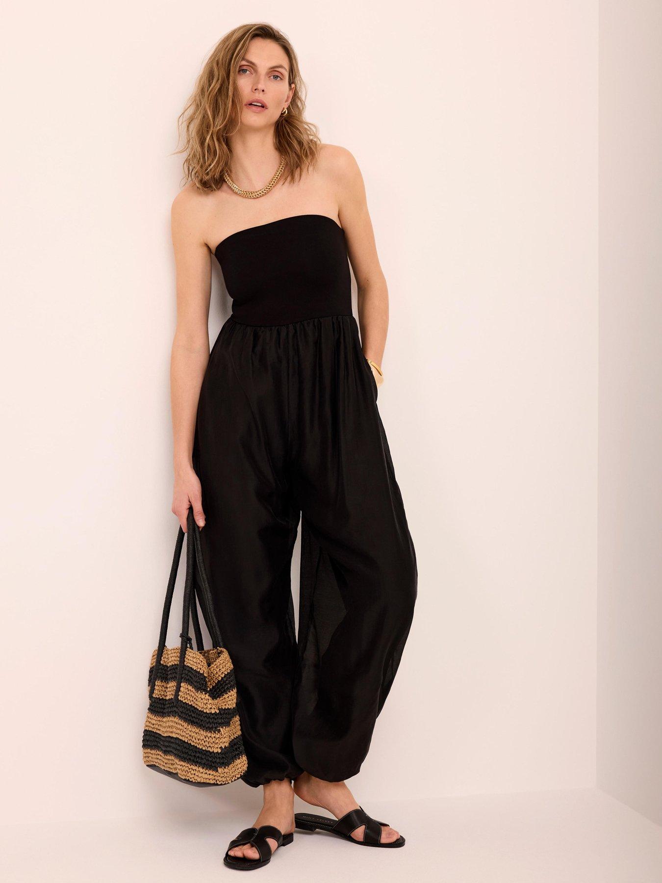 Image 1 of 6 of Mint Velvet Balloon Jumpsuit - Black