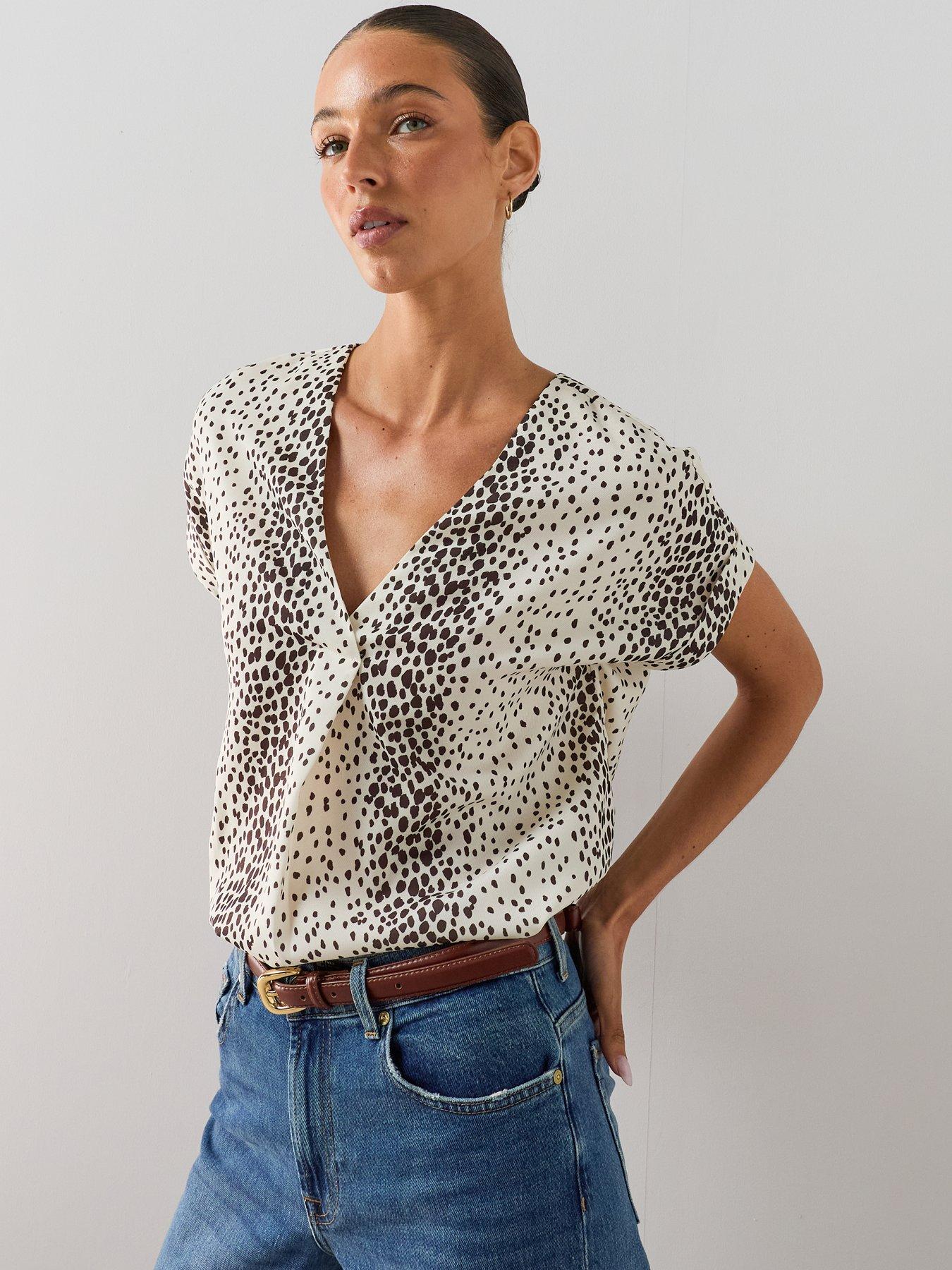 The Very Collection Printed V- Neck Blouse - Cream