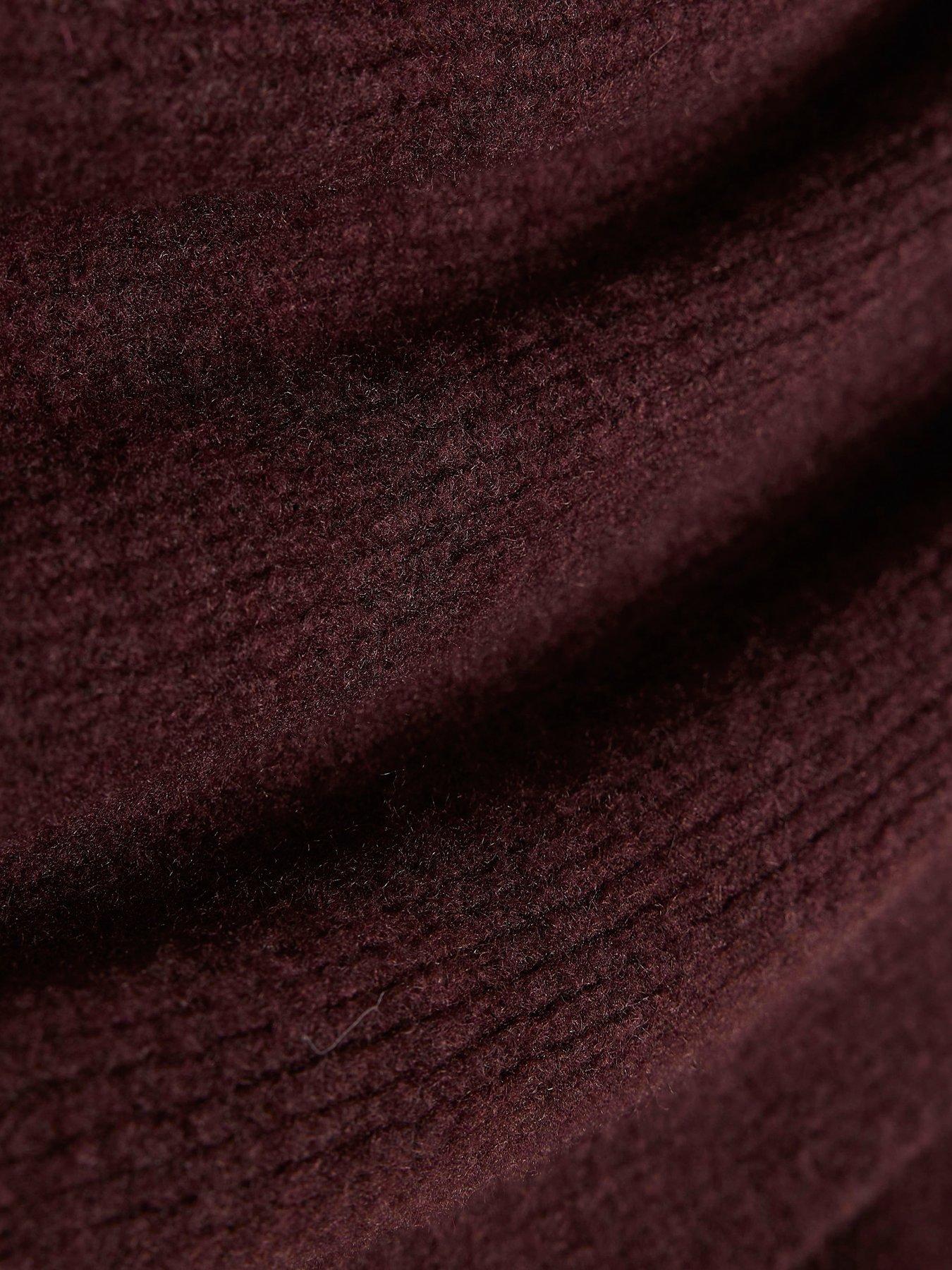 Image 6 of 6 of River Island Womens Gathered Bardot Jumper - Burgundy
