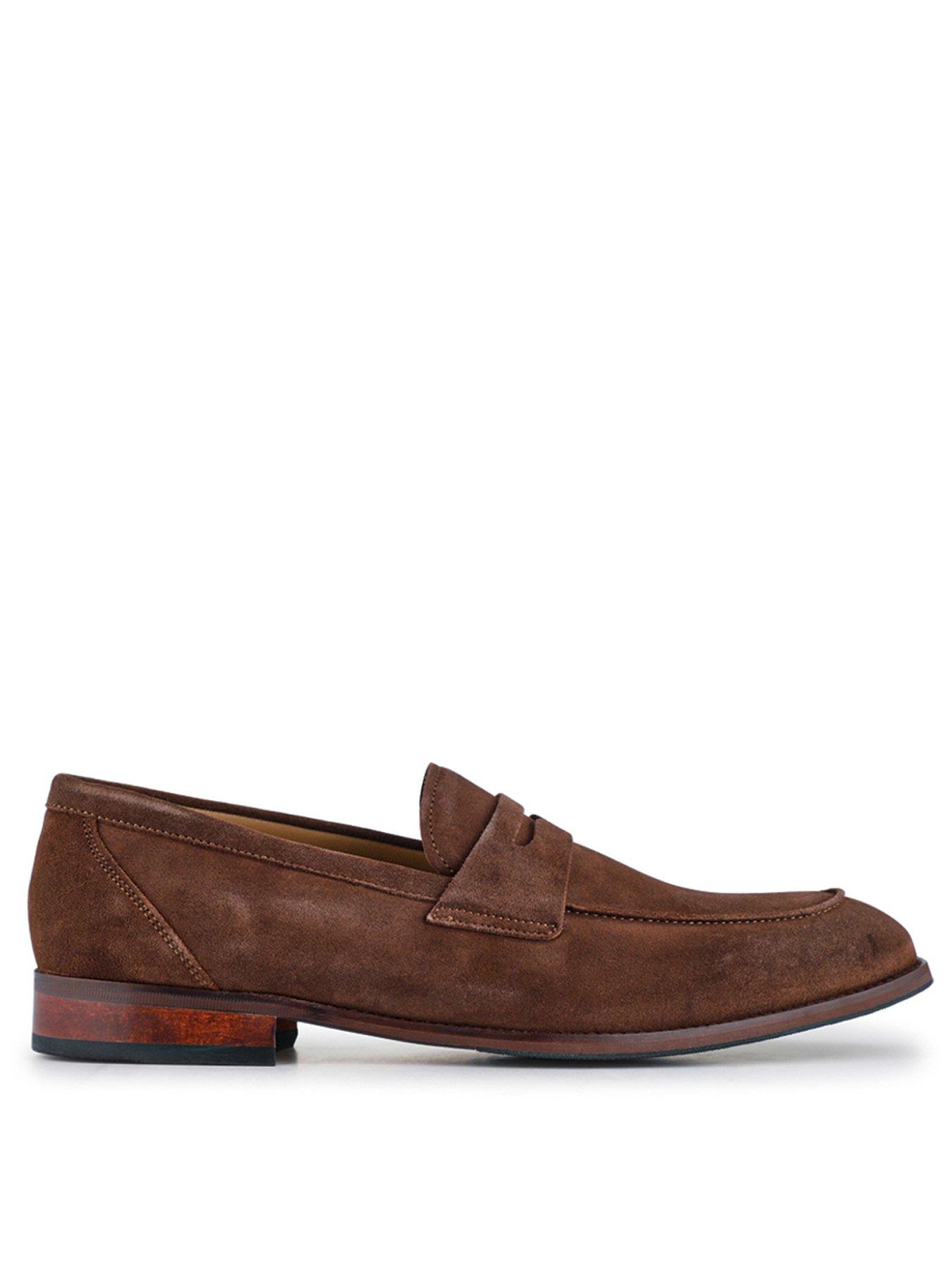 Jones Bootmaker Russell Formal Suede Slip On Shoes, Brown, Size 8, Men