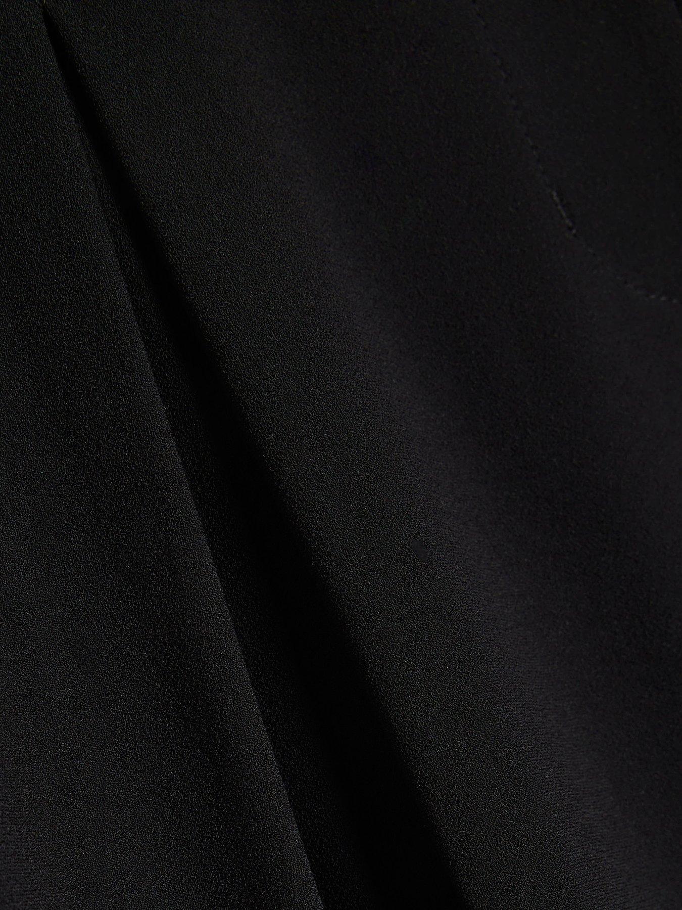 Image 5 of 5 of River Island Womens Petite Crepe Pleated Wide Leg Trousers - Black