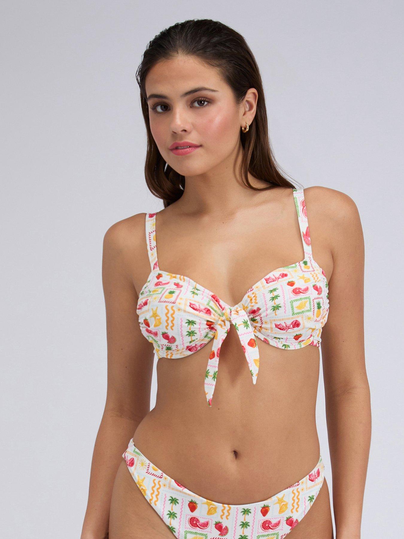 Boux Avenue Positano Balconette Bikini Top, White, Size 34C, Women