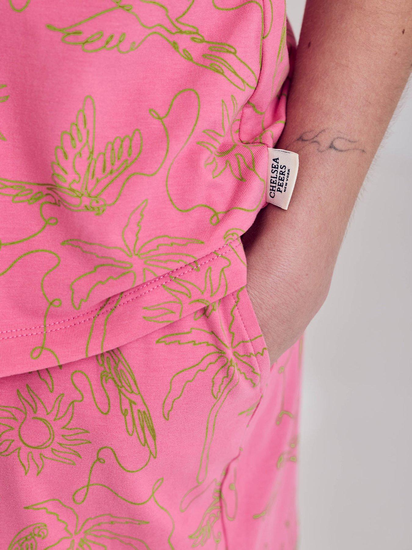 Image 6 of 6 of CHELSEA PEERS Cotton Fiesta Graphic Print Cami Short Pyjama Set - Pink