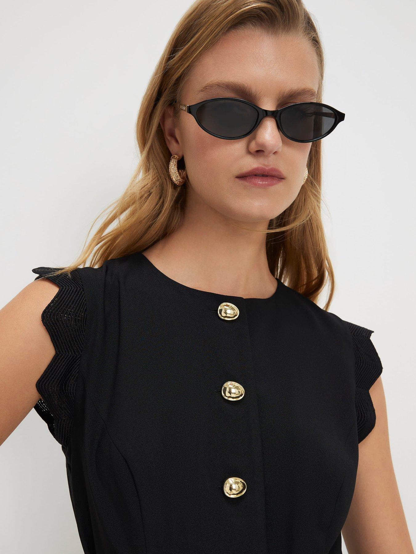 Image 2 of 4 of River Island Button Detail Playsuit - Black