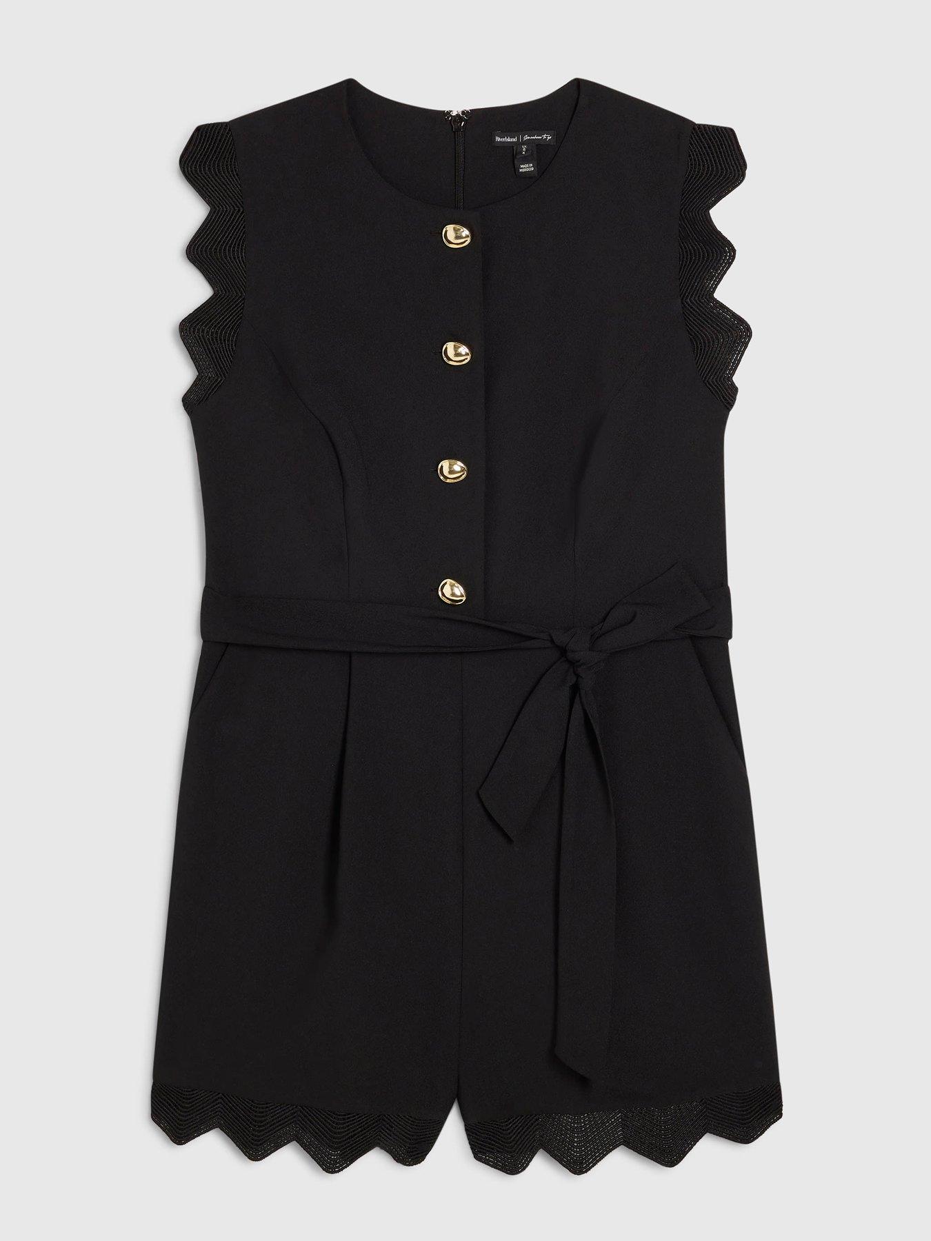 Image 3 of 4 of River Island Button Detail Playsuit - Black