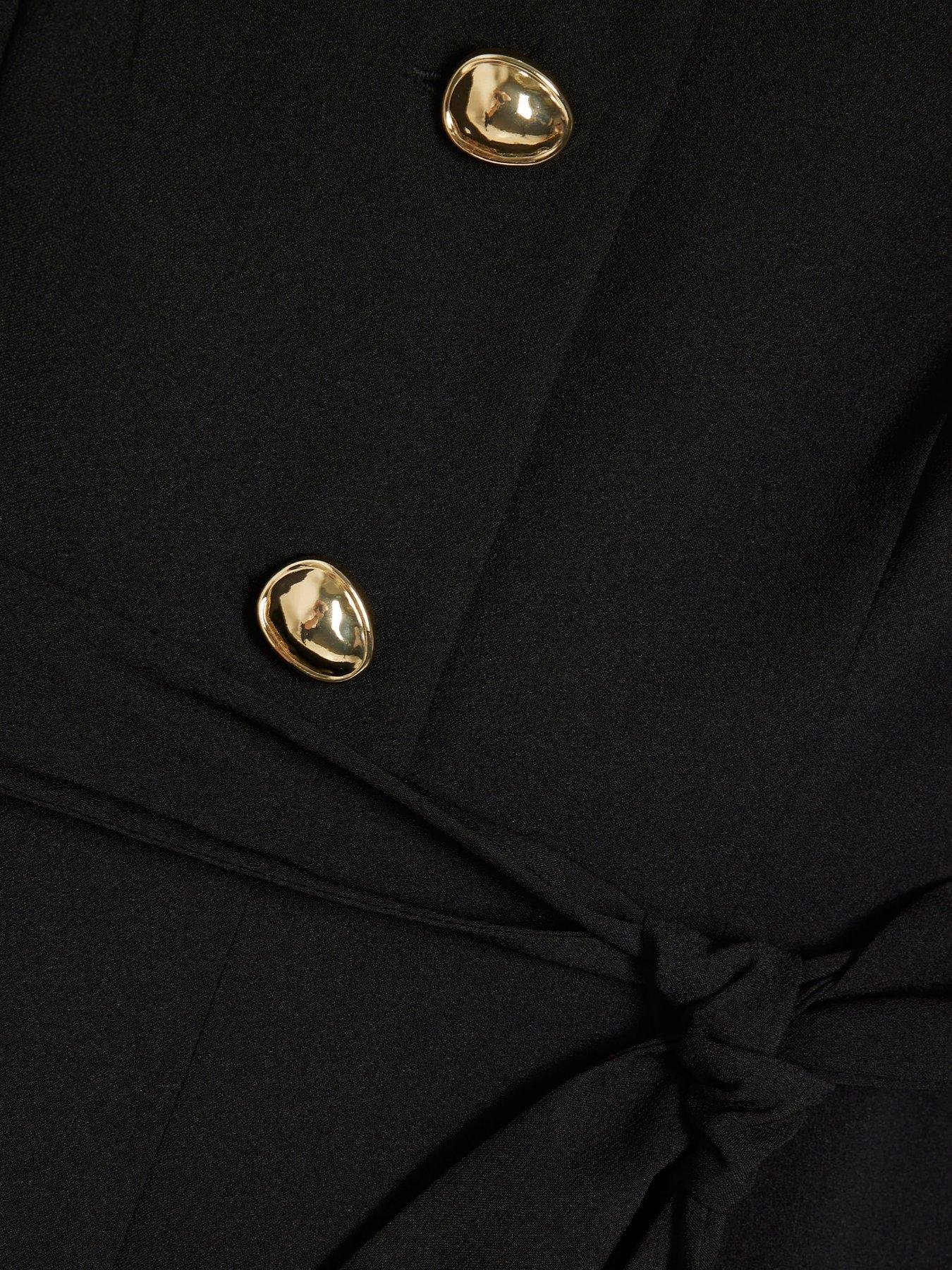 Image 4 of 4 of River Island Button Detail Playsuit - Black
