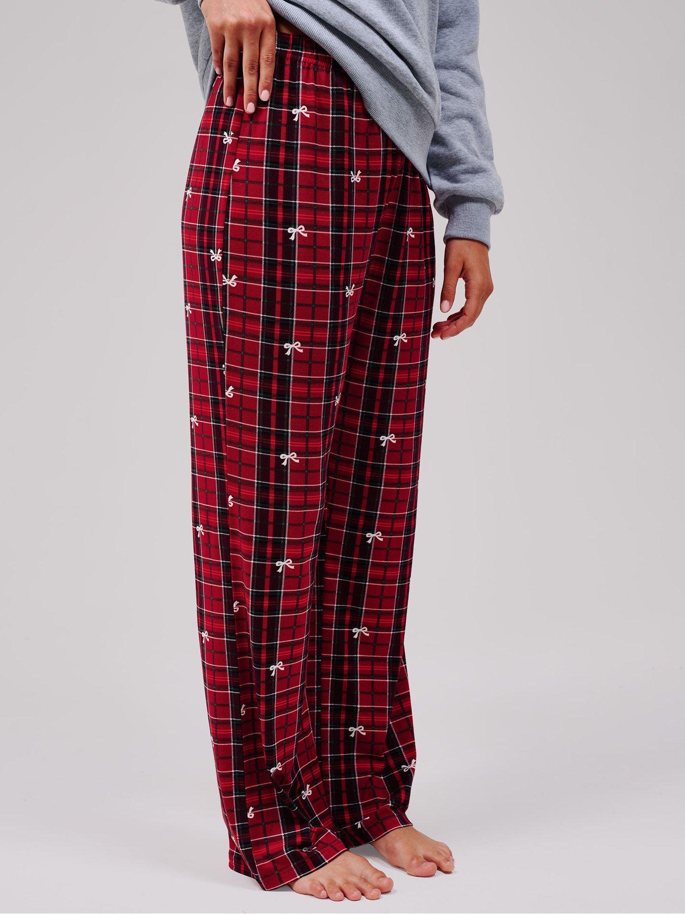 Image 4 of 5 of Loungeable Bow Sweatshirt &amp; Bow Check Jersey Pyjama Set - Multi