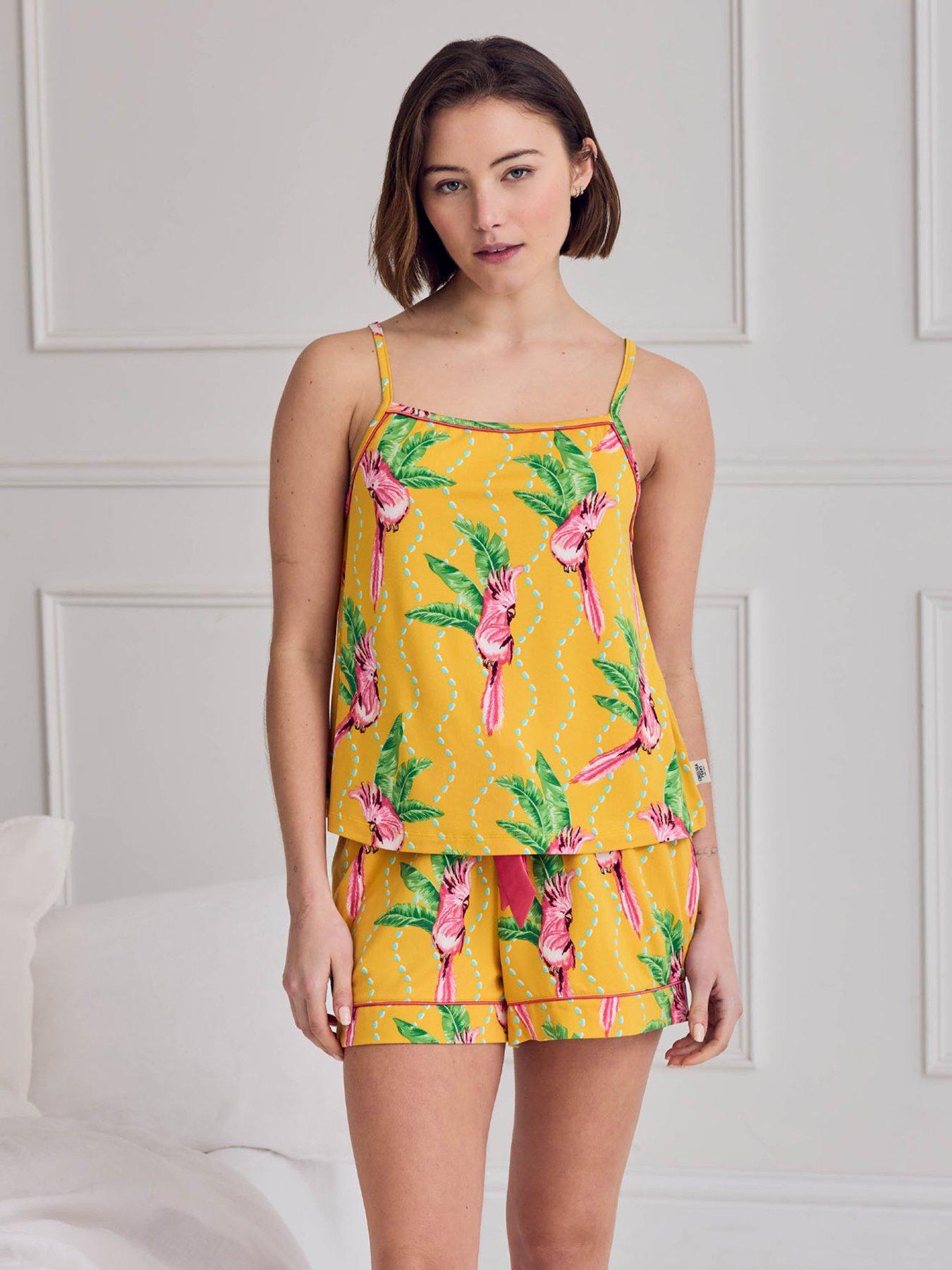 CHELSEA PEERS Parrot Wavy Stripe Print Cami Short Pyjama Set - Print