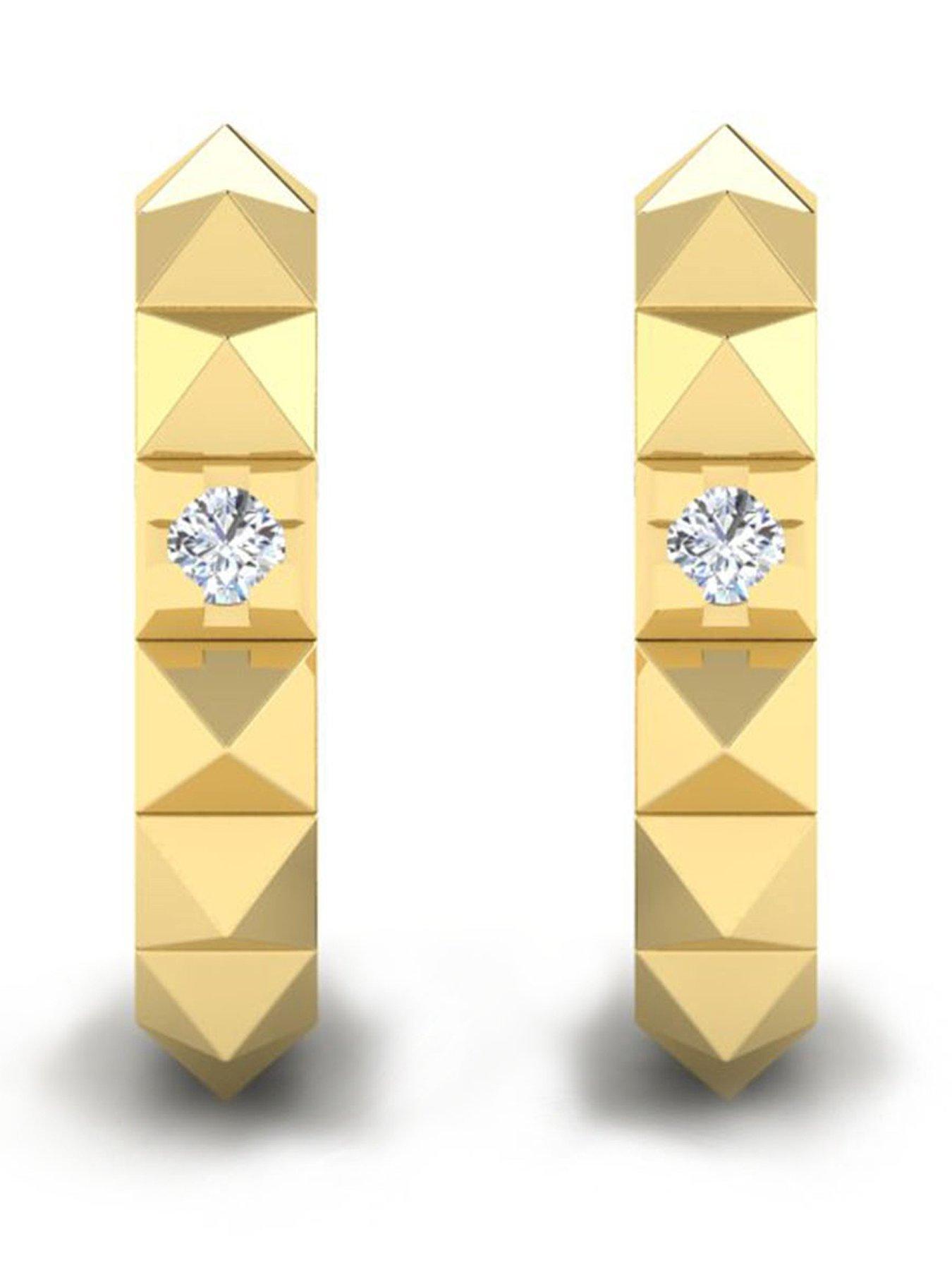 Kleora Pyramid Modern Electrum Diamond Pyramid Hoop Earrings - Gold