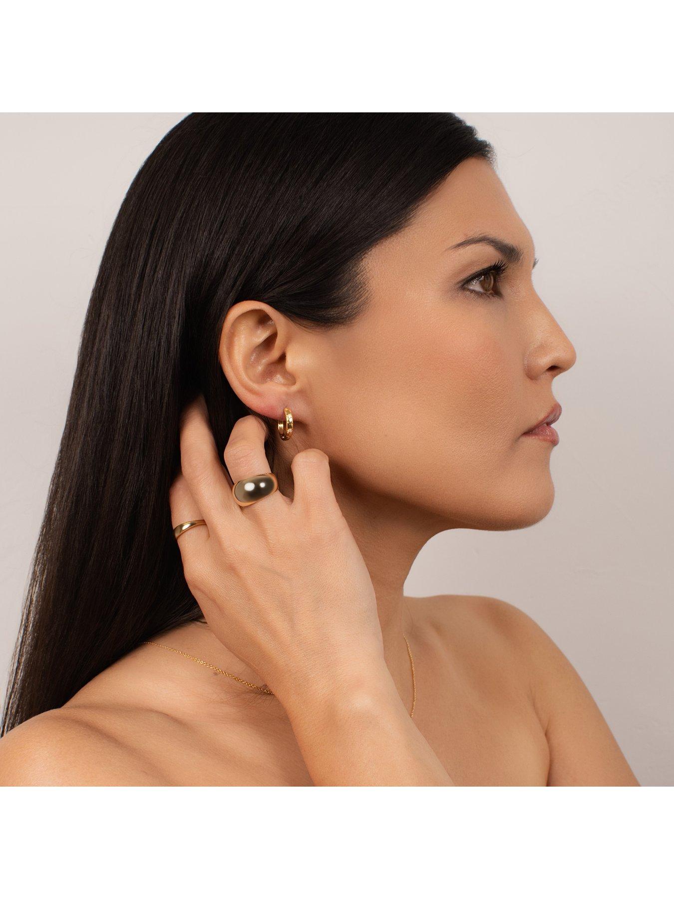 Image 3 of 6 of Kleora Aurora Modern Electrum Diamond Star Burst Hoop Earrings - Gold