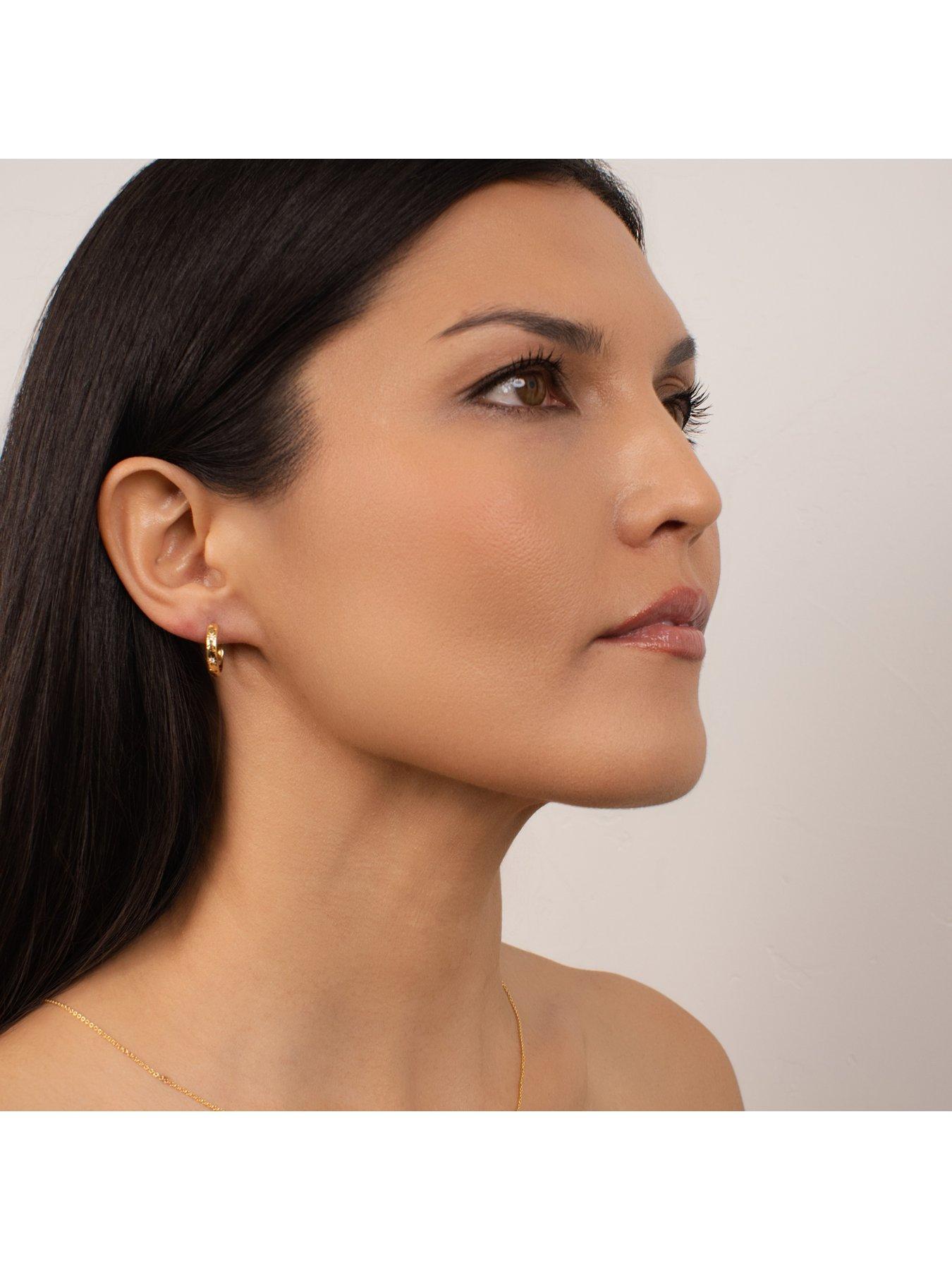 Image 4 of 6 of Kleora Aurora Modern Electrum Diamond Star Burst Hoop Earrings - Gold