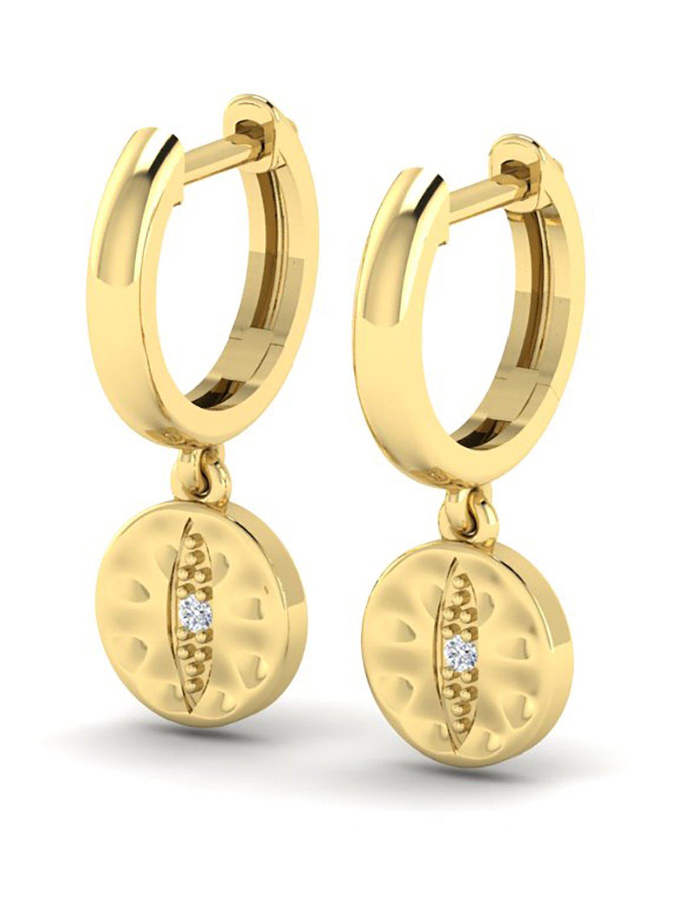 Kleora IRIS Modern Electrum Diamond Cats Eye Circle Droplet Hoop Earrings