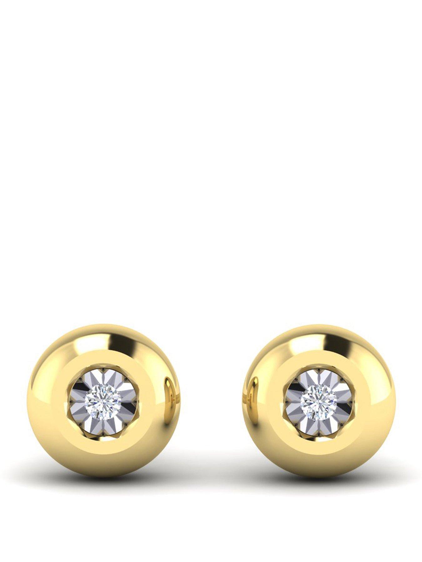 Kleora AURORA Modern Electrum Miracle Plate Diamond Circle Stud Earrings
