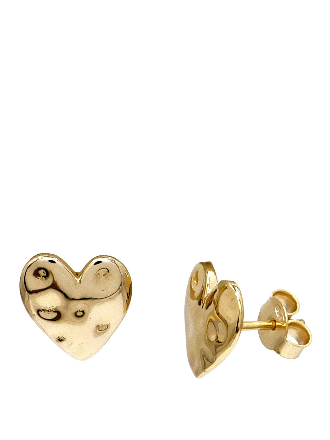 The Edit HS Edit HEARTS 18ct Yellow Gold Plated Sterling Silver Hammered Heart Stud Earrings