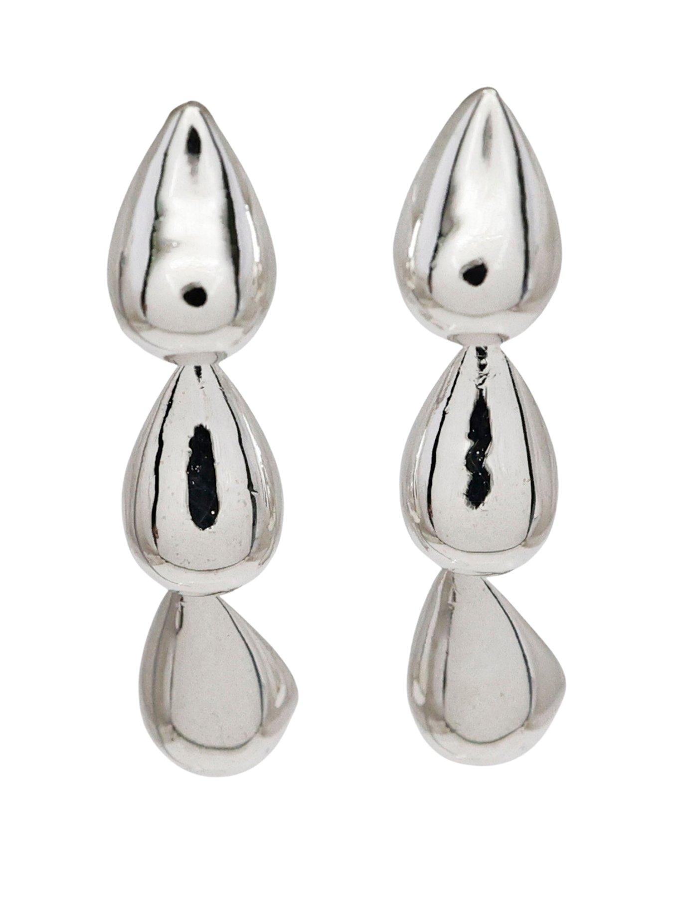 The Edit HS Edit TEARDROP Sterling Silver Bubble Teardrop Drop Earrings