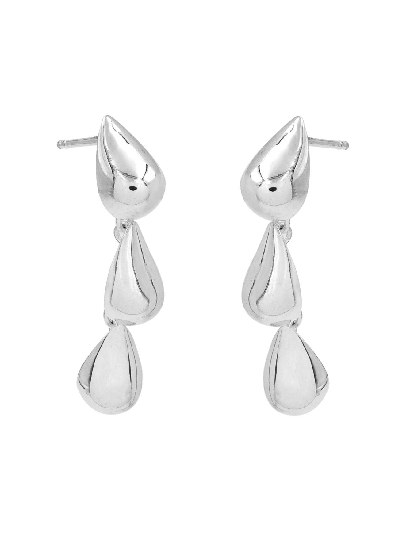 Image 2 of 3 of The Edit HS Edit TEARDROP Sterling Silver Bubble Teardrop Drop Earrings