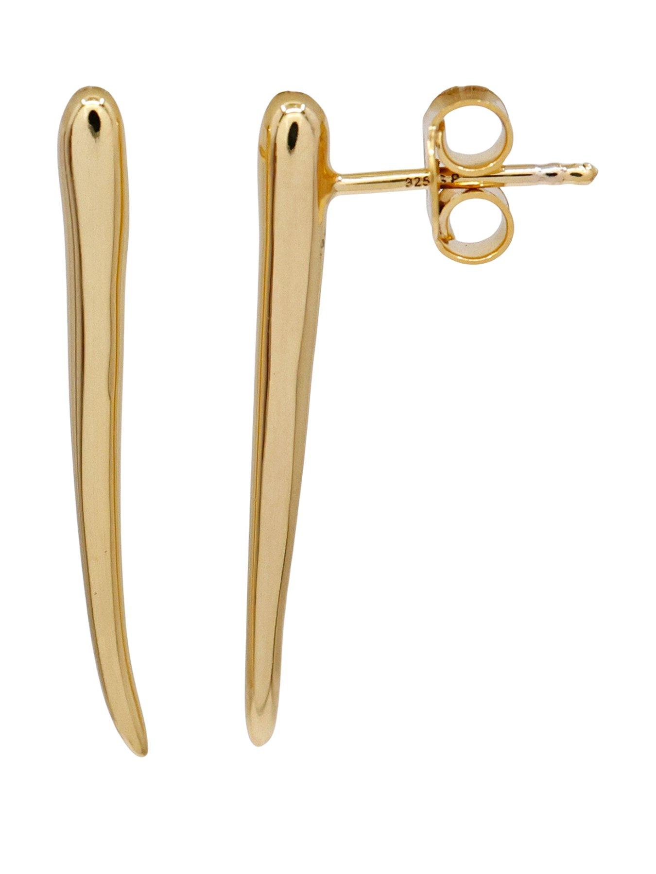 Image 1 of 3 of The Edit Hs Organic 18Ct Plated Abstract Organic Bar Drop Stud Earrings - Gold