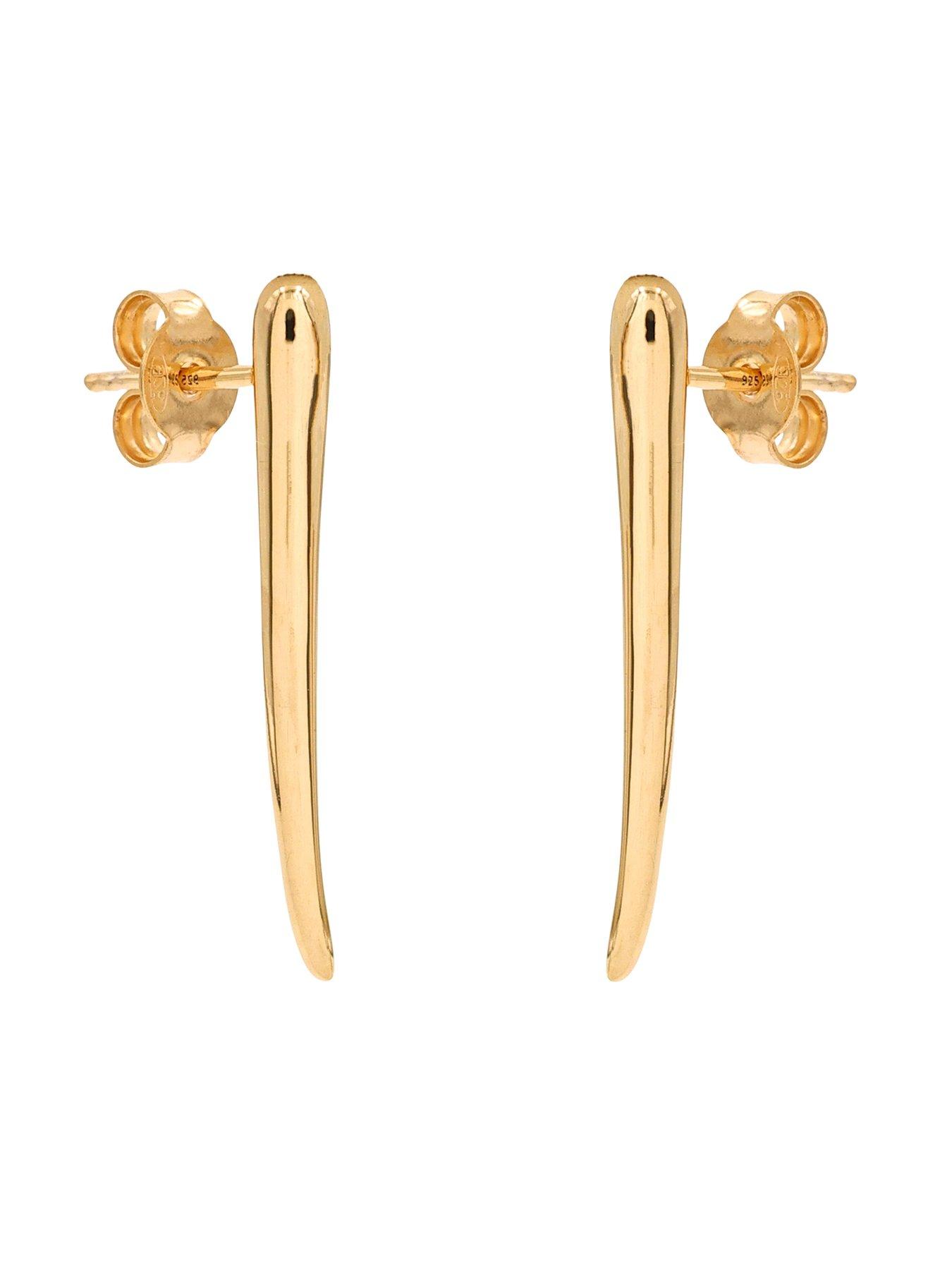 Image 2 of 3 of The Edit Hs Organic 18Ct Plated Abstract Organic Bar Drop Stud Earrings - Gold