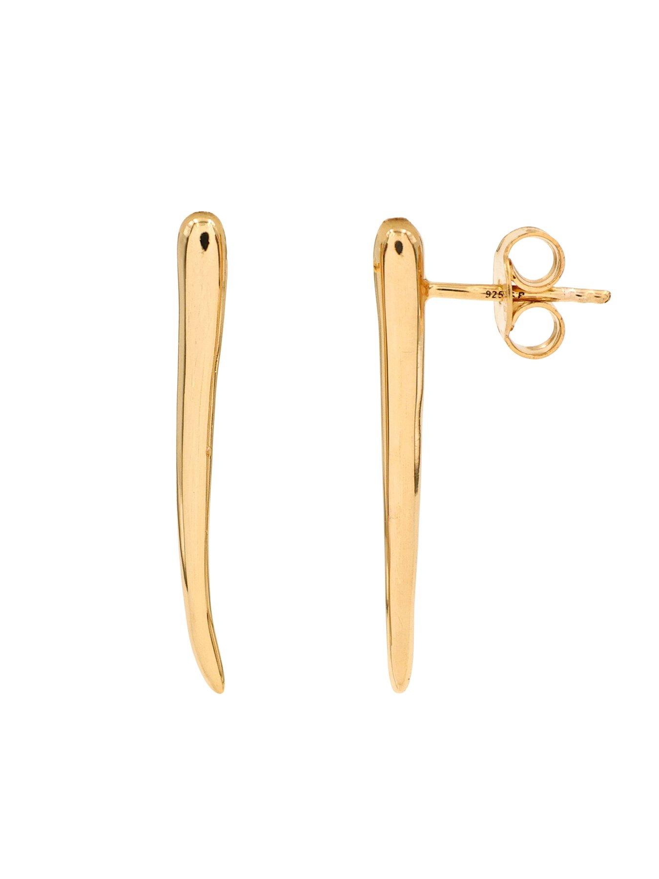 Image 3 of 3 of The Edit Hs Organic 18Ct Plated Abstract Organic Bar Drop Stud Earrings - Gold