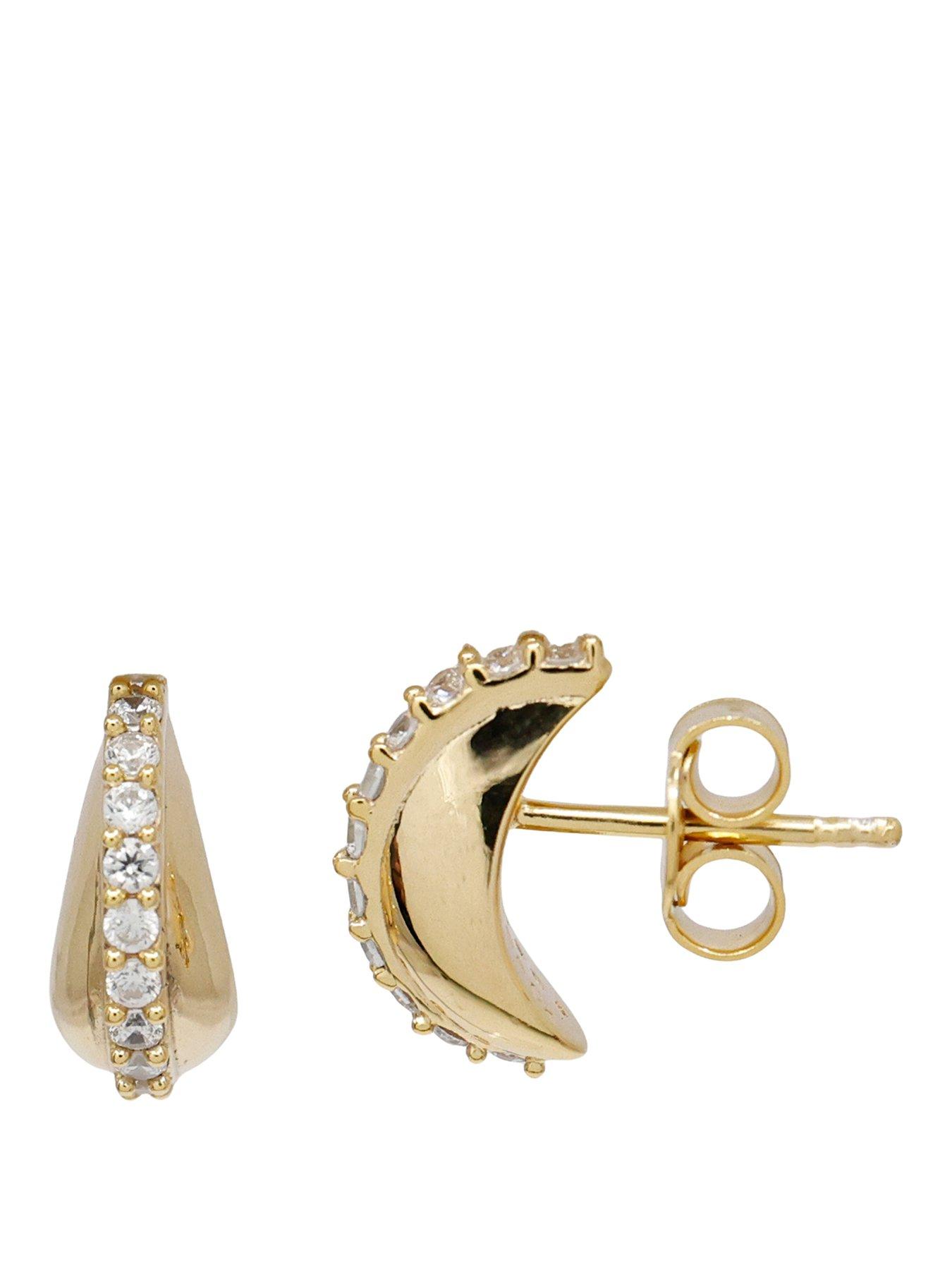 The Edit Hs Teardrop 18Ct Plate  &  Cubic Zirconia Chunky Drop Stud Earrings - Gold