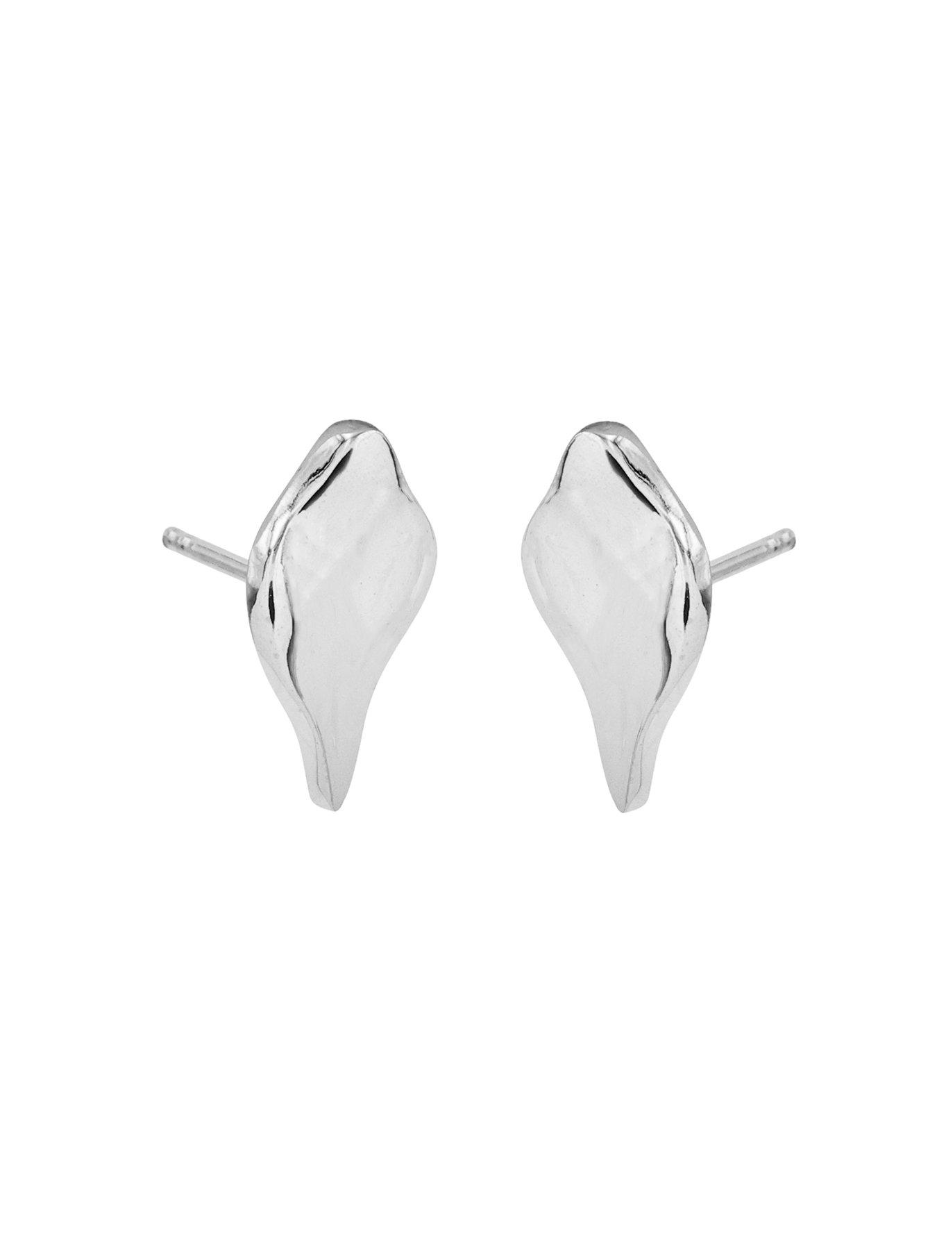 Image 2 of 3 of The Edit HS Edit MOLTEN Sterling Silver Moulded Pebble Stud Earrings