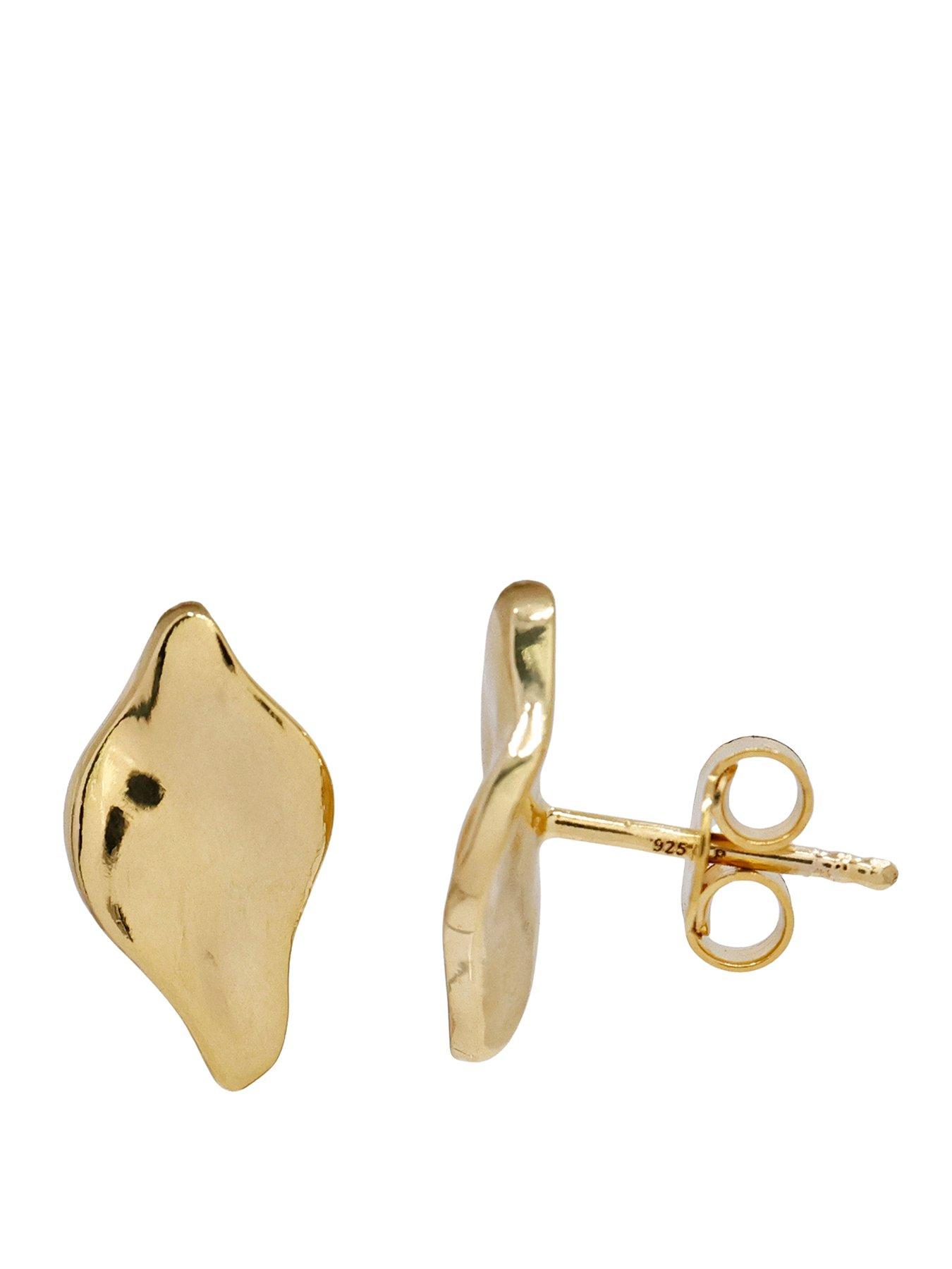 The Edit HS Molten 18Ct Plated Moulded Pebble Stud Earrings - Gold