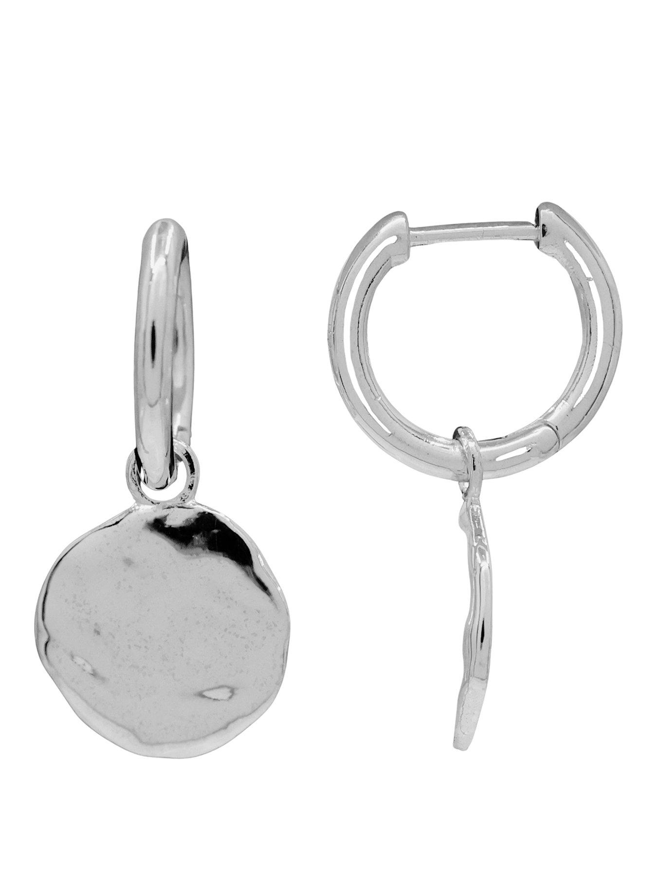 The Edit HS Edit MOLTEN Sterling Silver Moulded Coin Hoop Drop Earrings