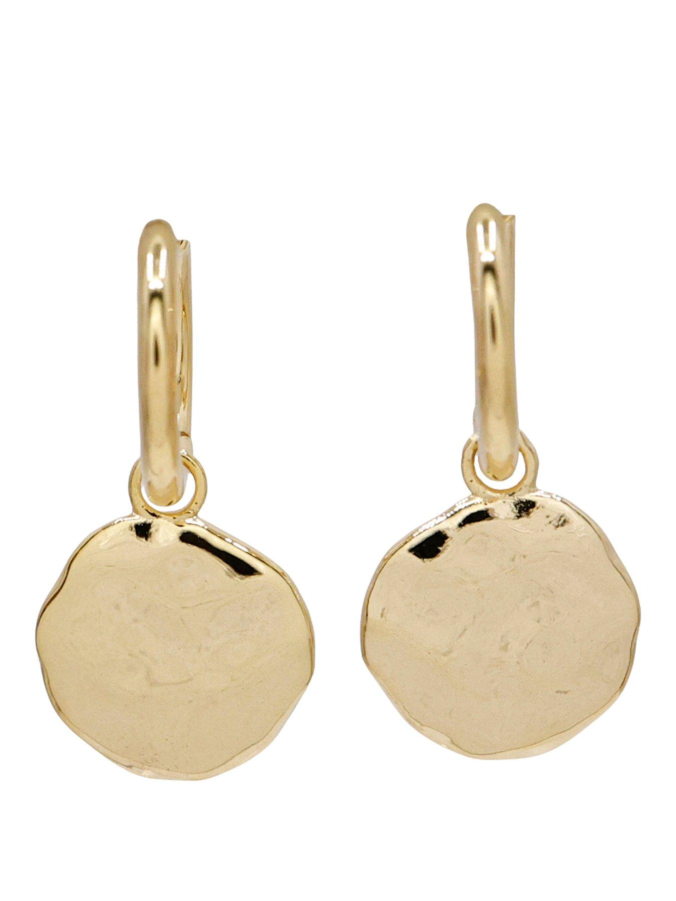 The Edit Hs Molten 18Ct Plated Moulded Coin Hoop Drop Earrings - Gold