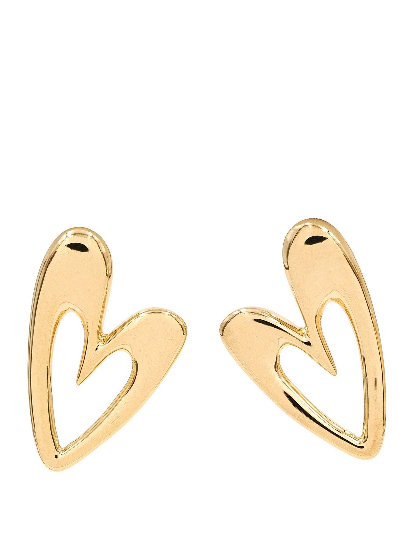 Image 1 of 5 of The Edit HS Hearts 18Ct Plated Large Abstract Heart Stud Earrings - Gold
