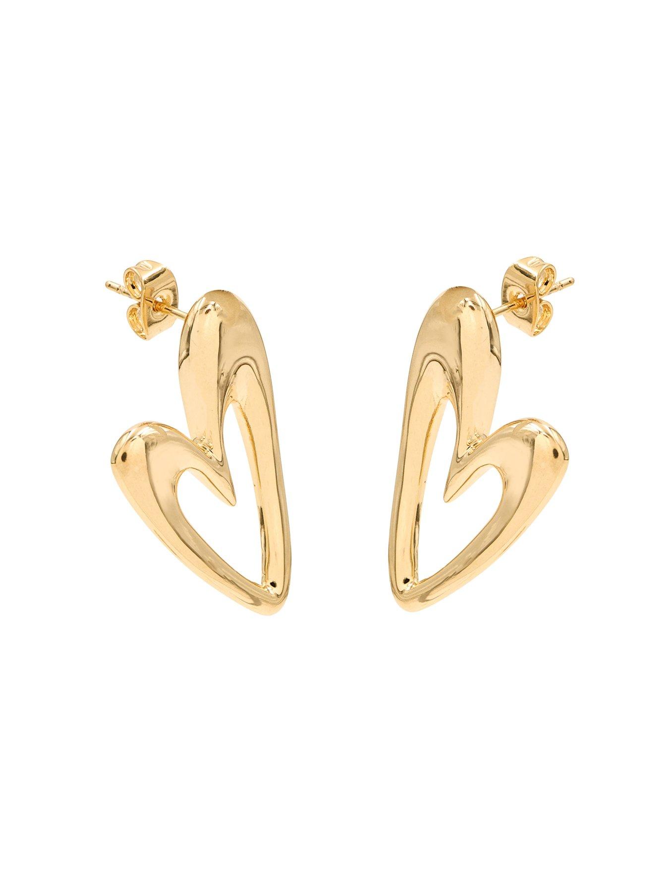 Image 3 of 5 of The Edit HS Hearts 18Ct Plated Large Abstract Heart Stud Earrings - Gold