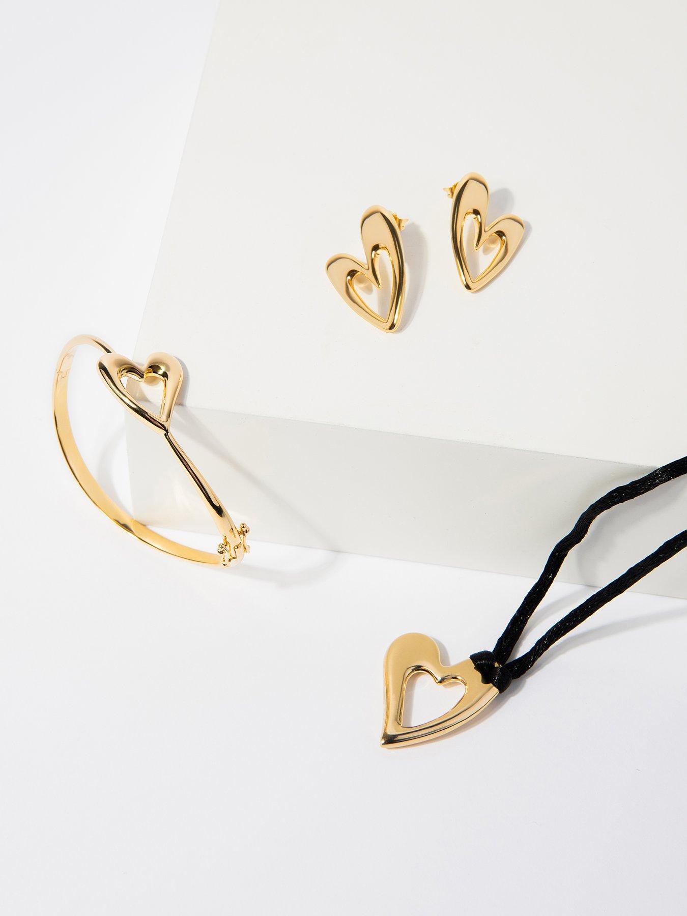 Image 5 of 5 of The Edit HS Hearts 18Ct Plated Large Abstract Heart Stud Earrings - Gold