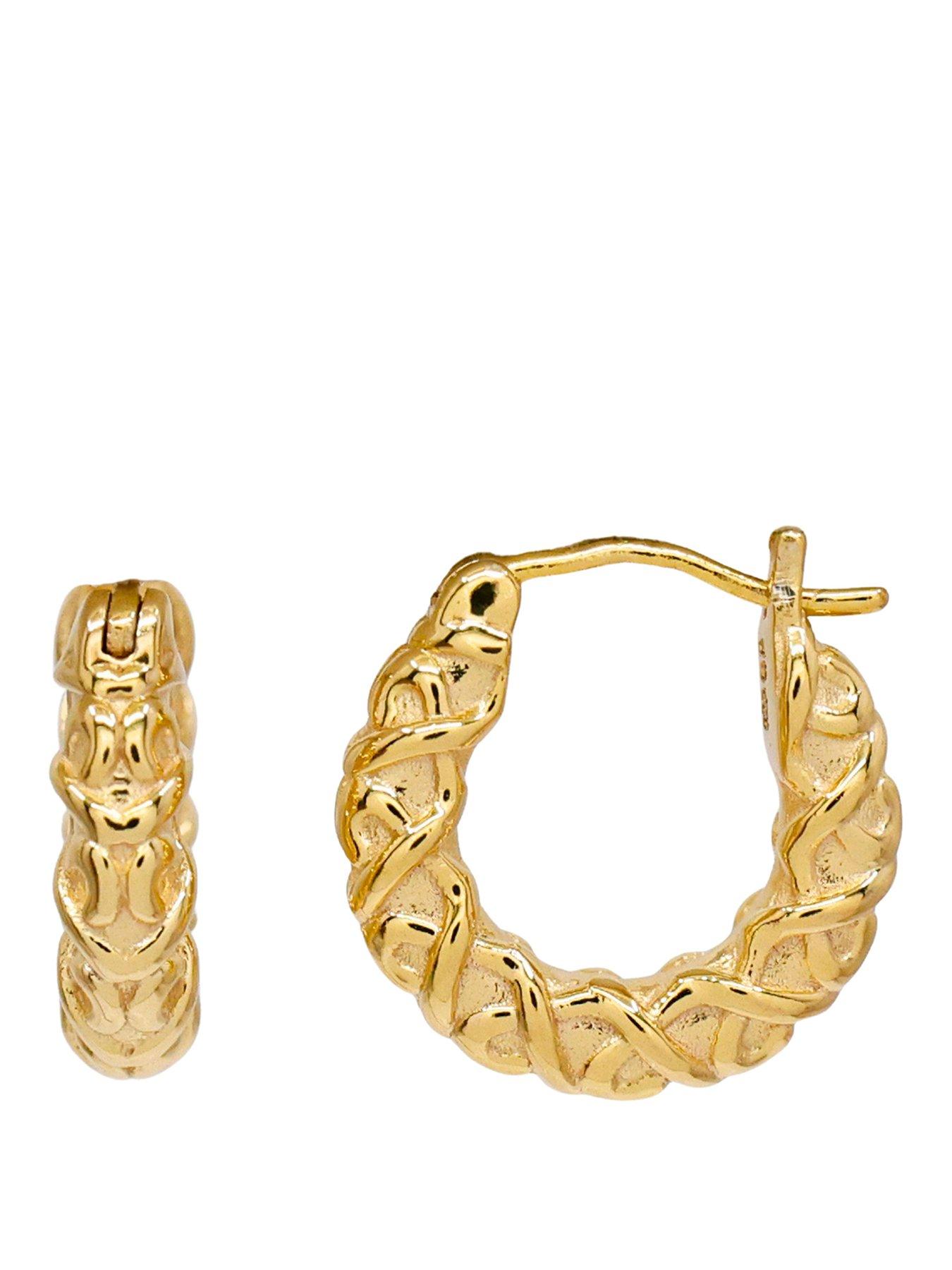The Edit Hs Chains 18Ct Plated Chunky Textured Hoop Earrings - Gold