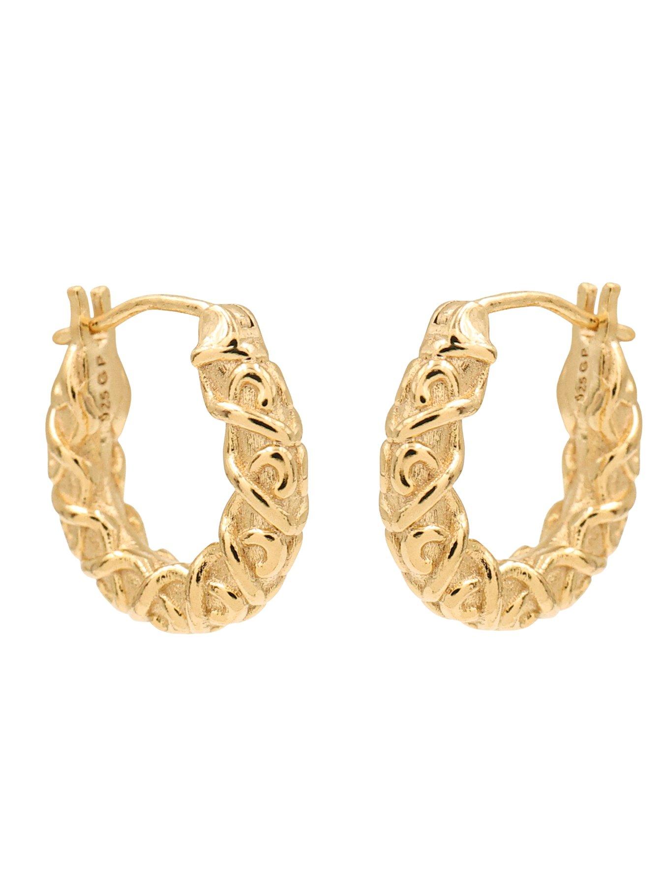 Image 2 of 3 of The Edit Hs Chains 18Ct Plated Chunky Textured Hoop Earrings - Gold