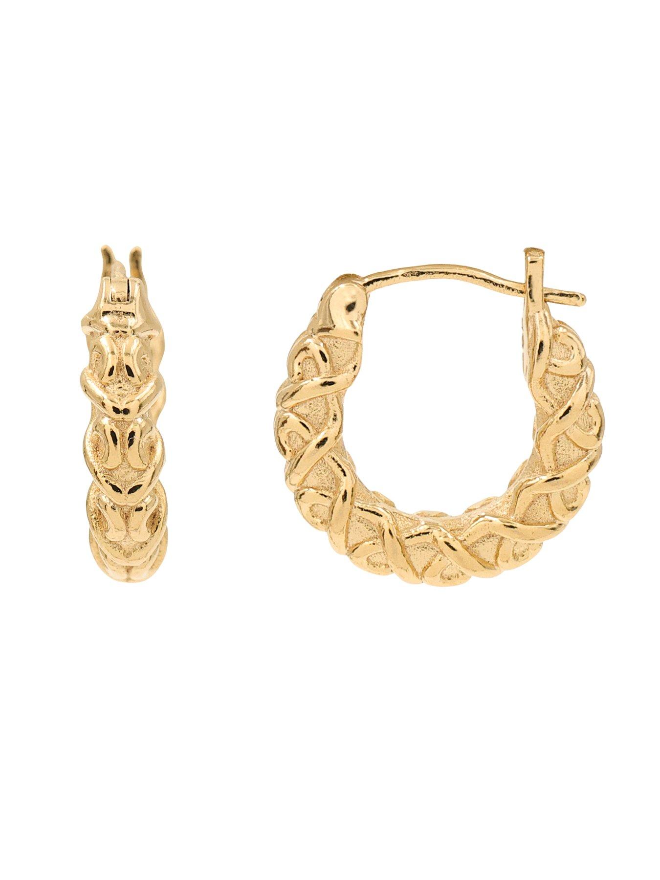 Image 3 of 3 of The Edit Hs Chains 18Ct Plated Chunky Textured Hoop Earrings - Gold