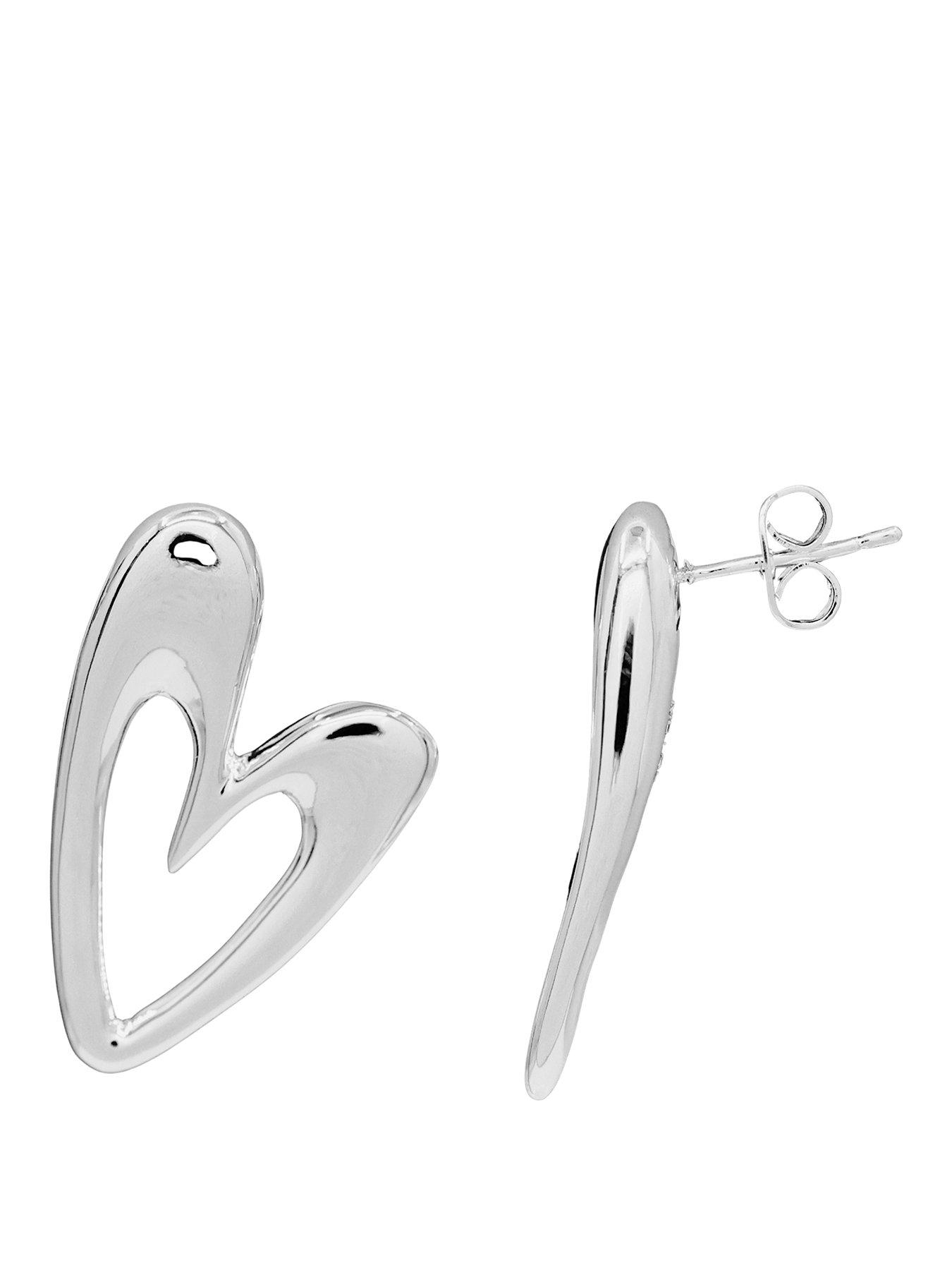 The Edit Hs Hearts Sterling Silver Large Abstract Heart Stud Earrings