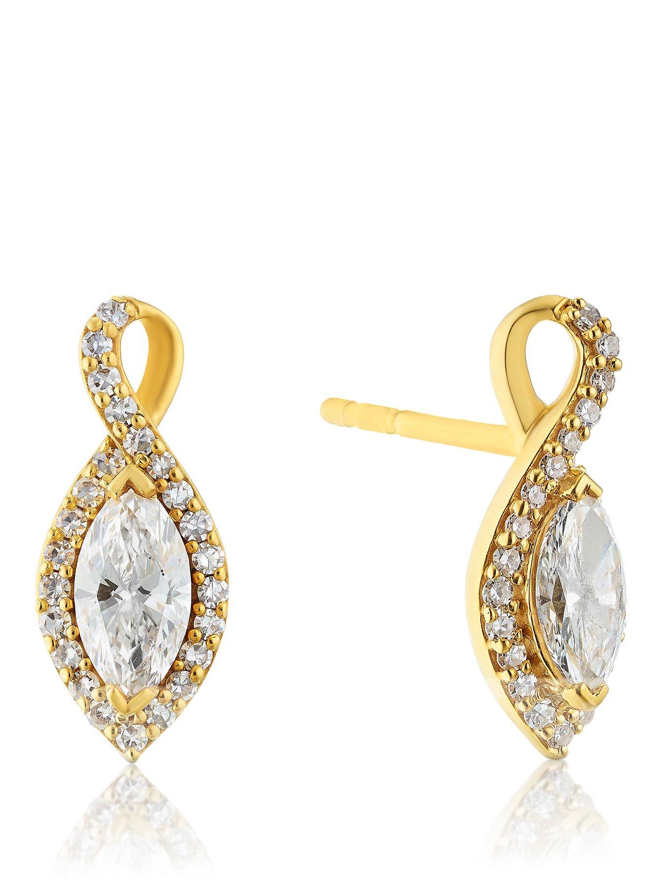 Harriet Sterling Silver  &  18Ct Plated Vermeil 0.50Ct Lab-Grown Diamond Twist Drop Earrings - Gold