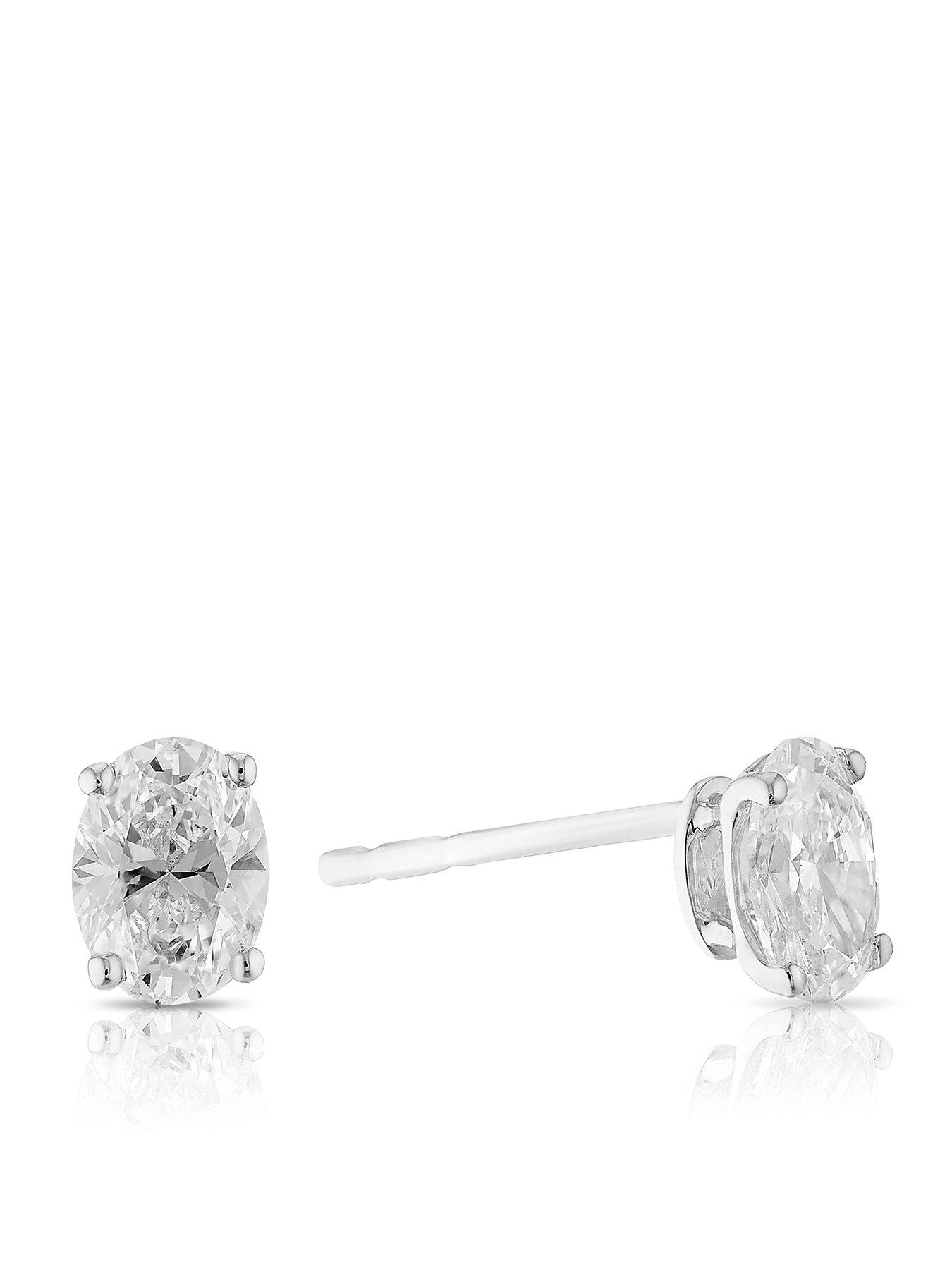 Harriet 9ct White Gold 0.50ct Lab-Grown Diamond Oval Stud Earrings