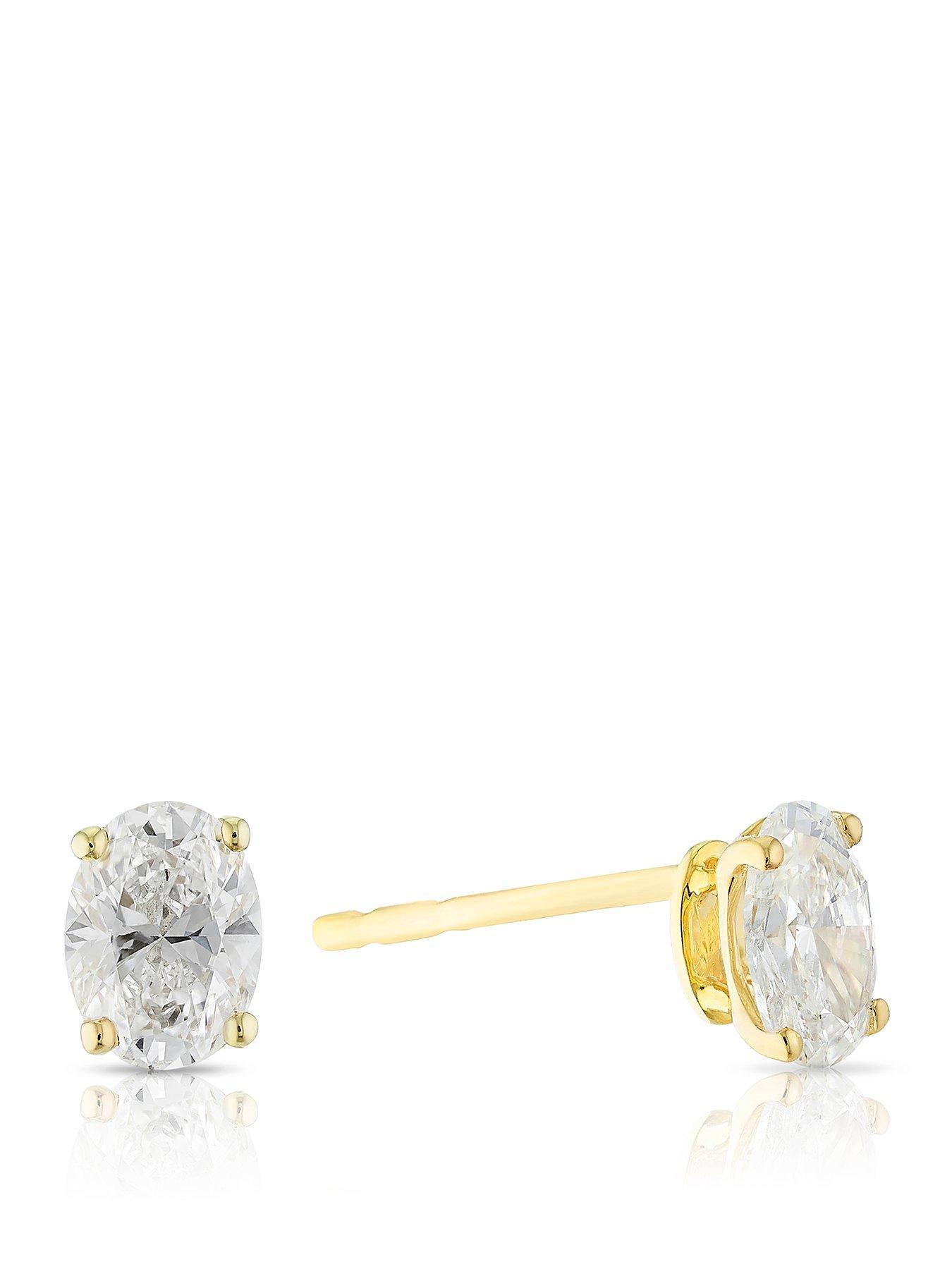 Harriet 9Ct Yellow 0.50Ct Lab-Grown Diamond Oval Stud Earrings - Gold