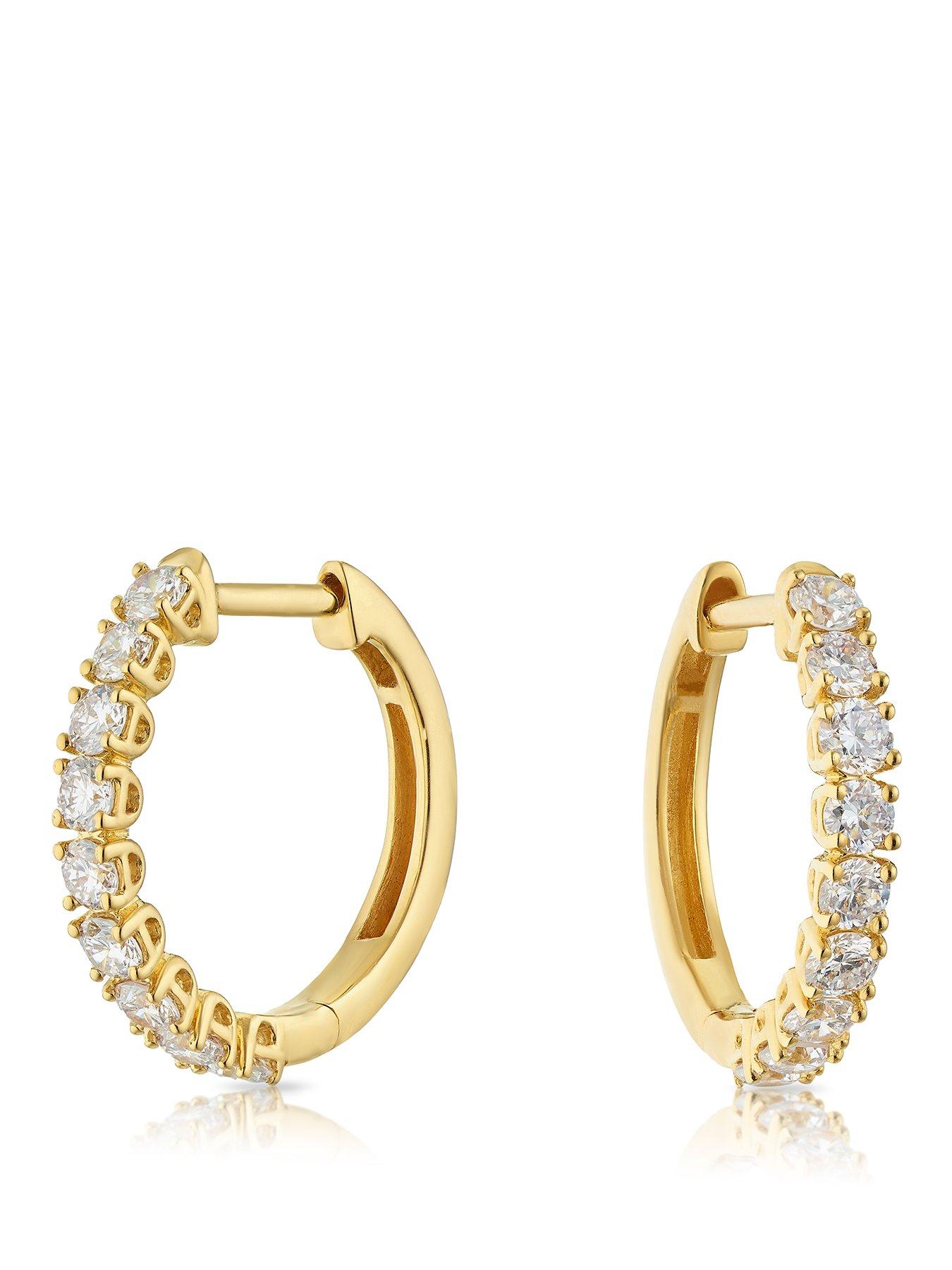 Harriet Sterling Silver  &  18ct Yellow Gold Plated Vermeil 0.50ct Lab-Grown Diamond Round Hoop Earrings