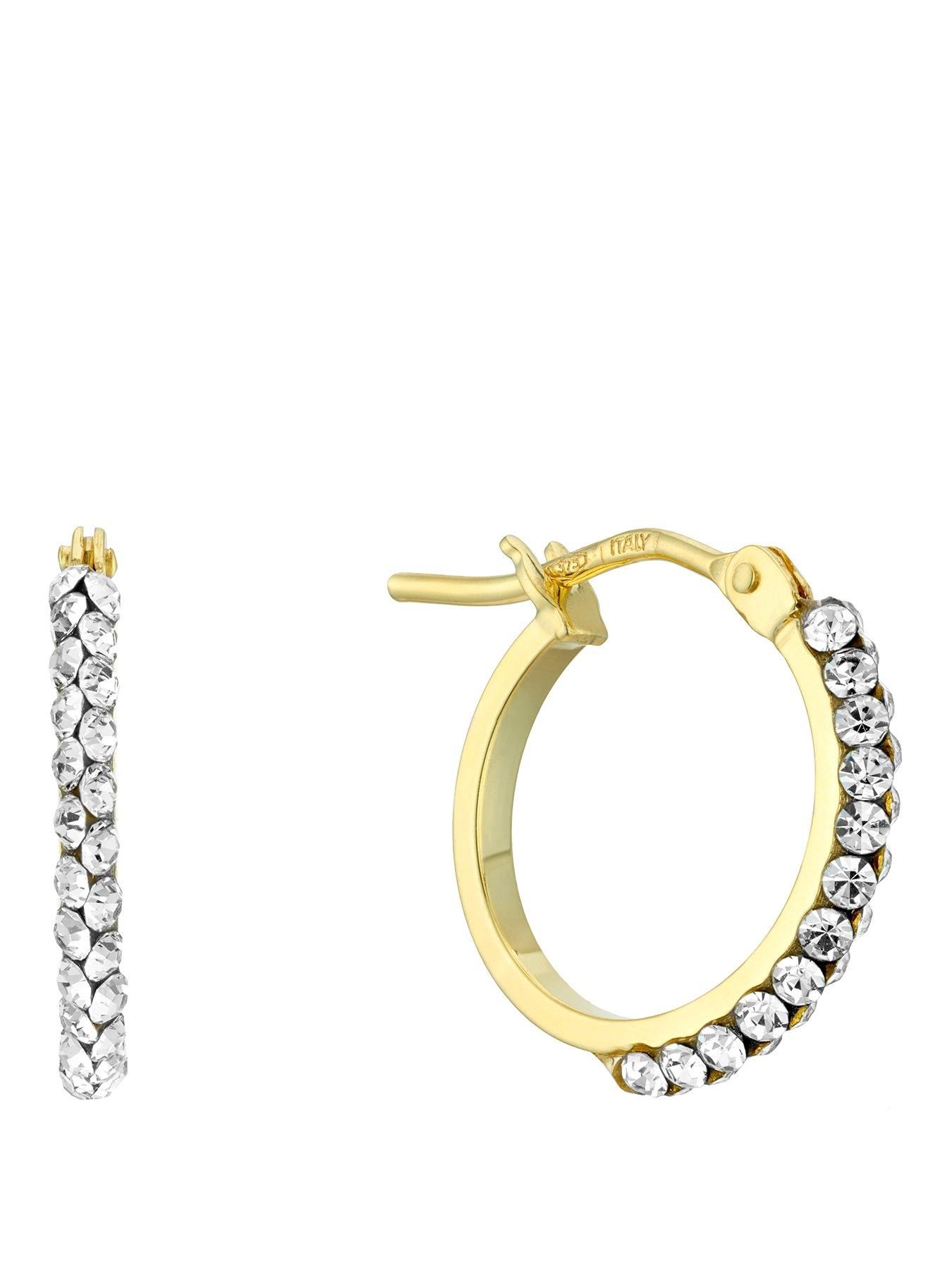 H. Samuel 9Ct Crystal 10mm Hoop Earrings - Gold