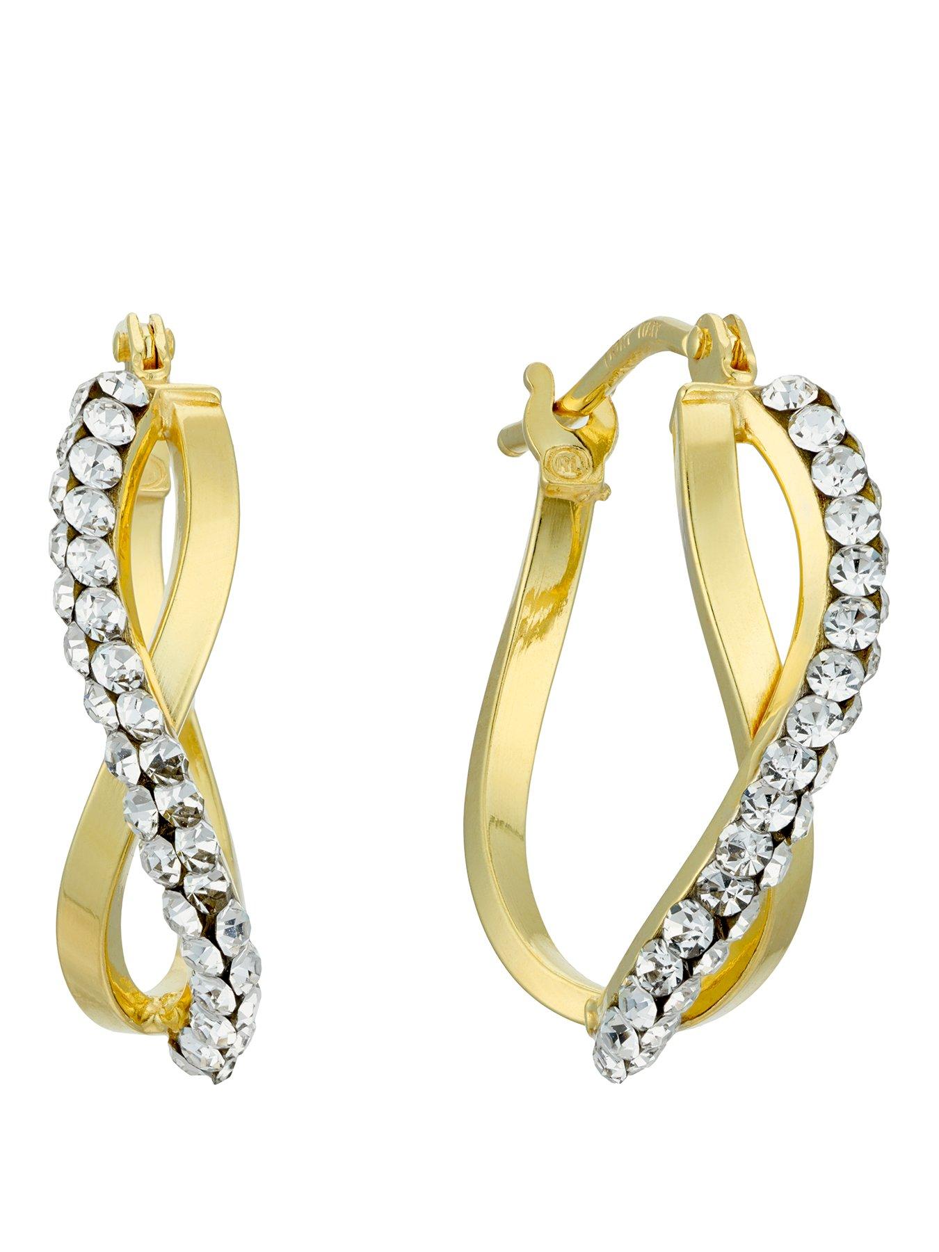 H. Samuel 9ct Yellow Gold Crystal Infinity Hoop Earrings