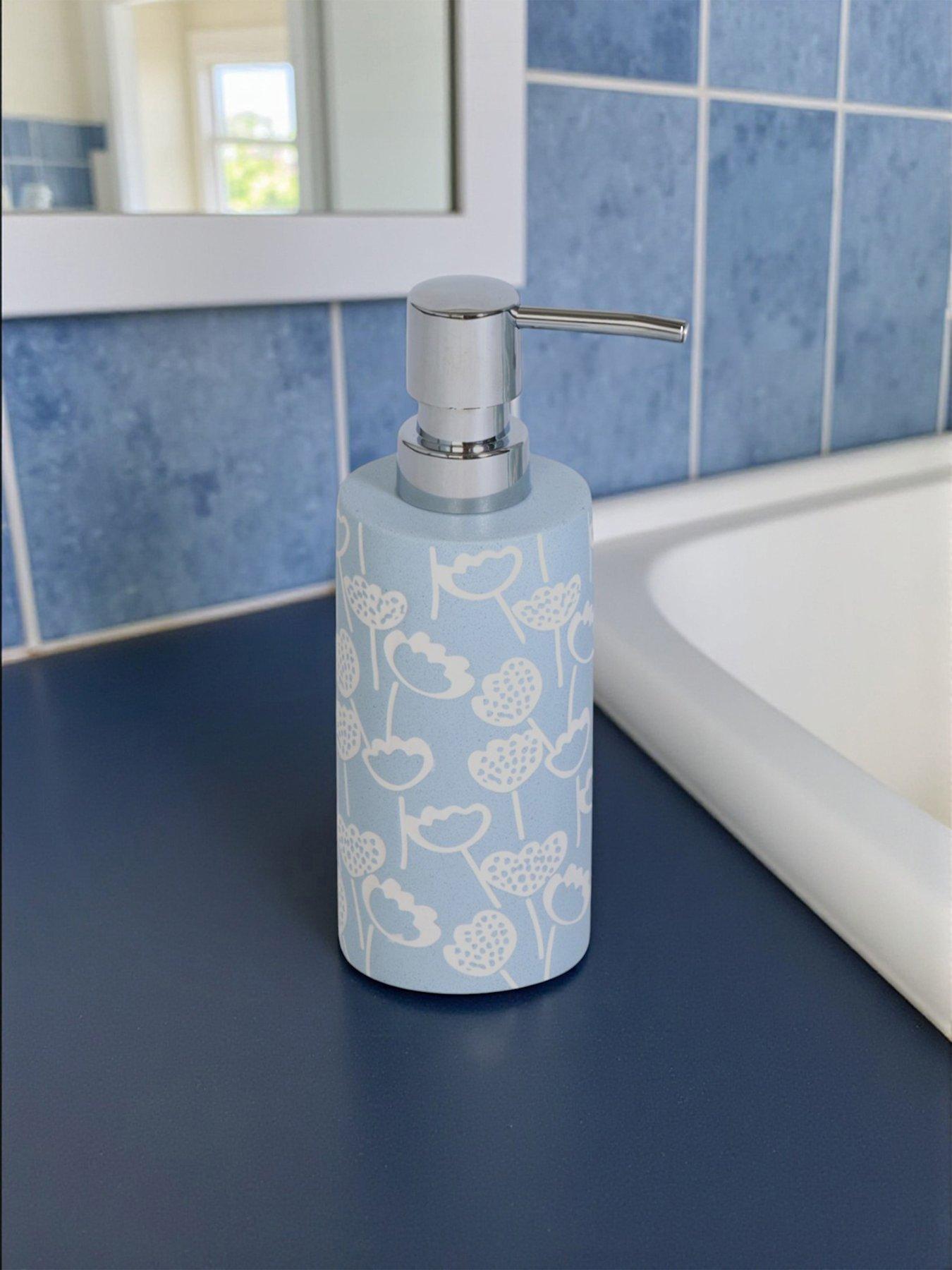 Image 4 of 6 of Showerdrape Buttercup Light Blue Floral 4 Piece Bathroom Accessory Set