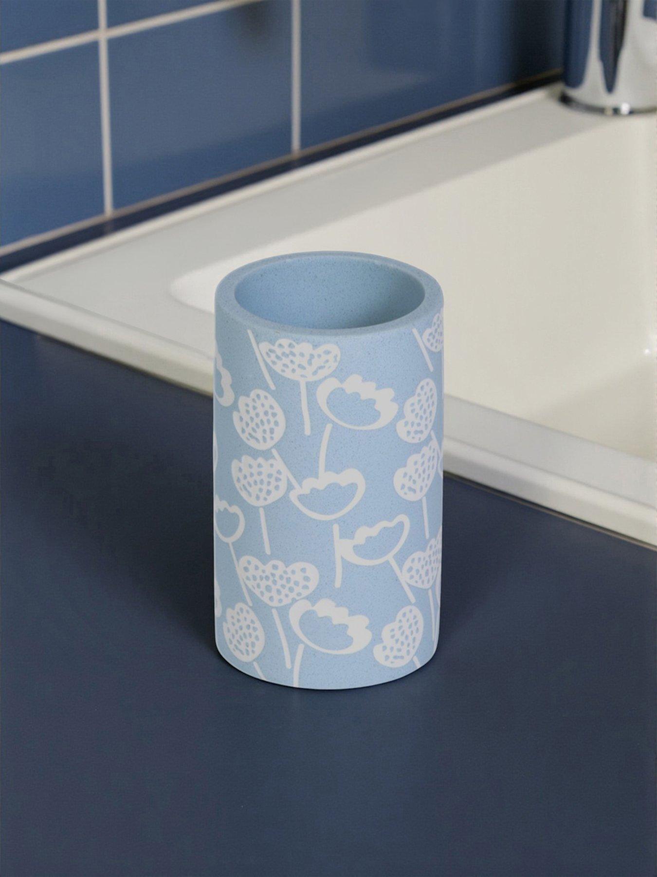 Image 5 of 6 of Showerdrape Buttercup Light Blue Floral 4 Piece Bathroom Accessory Set